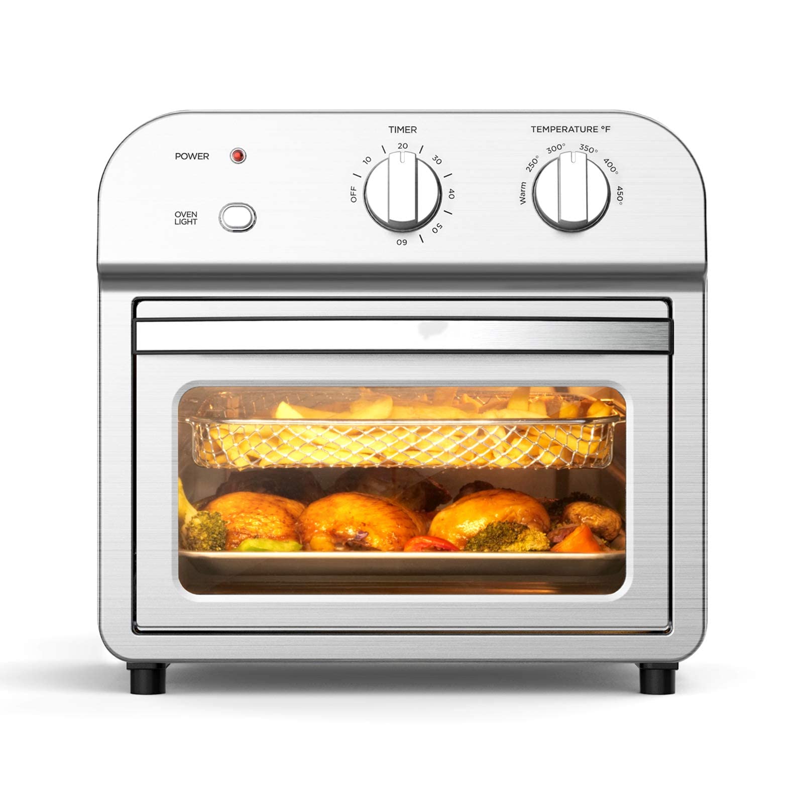4-Slice Air Fryer Toaster Oven with Convection - 1500W Oil-Free Countertop Oven for Healthy Cooking, Reheating & Baking | Stainless Steel Design | Perfect for Small Kitchens, Dorms & Apartments
