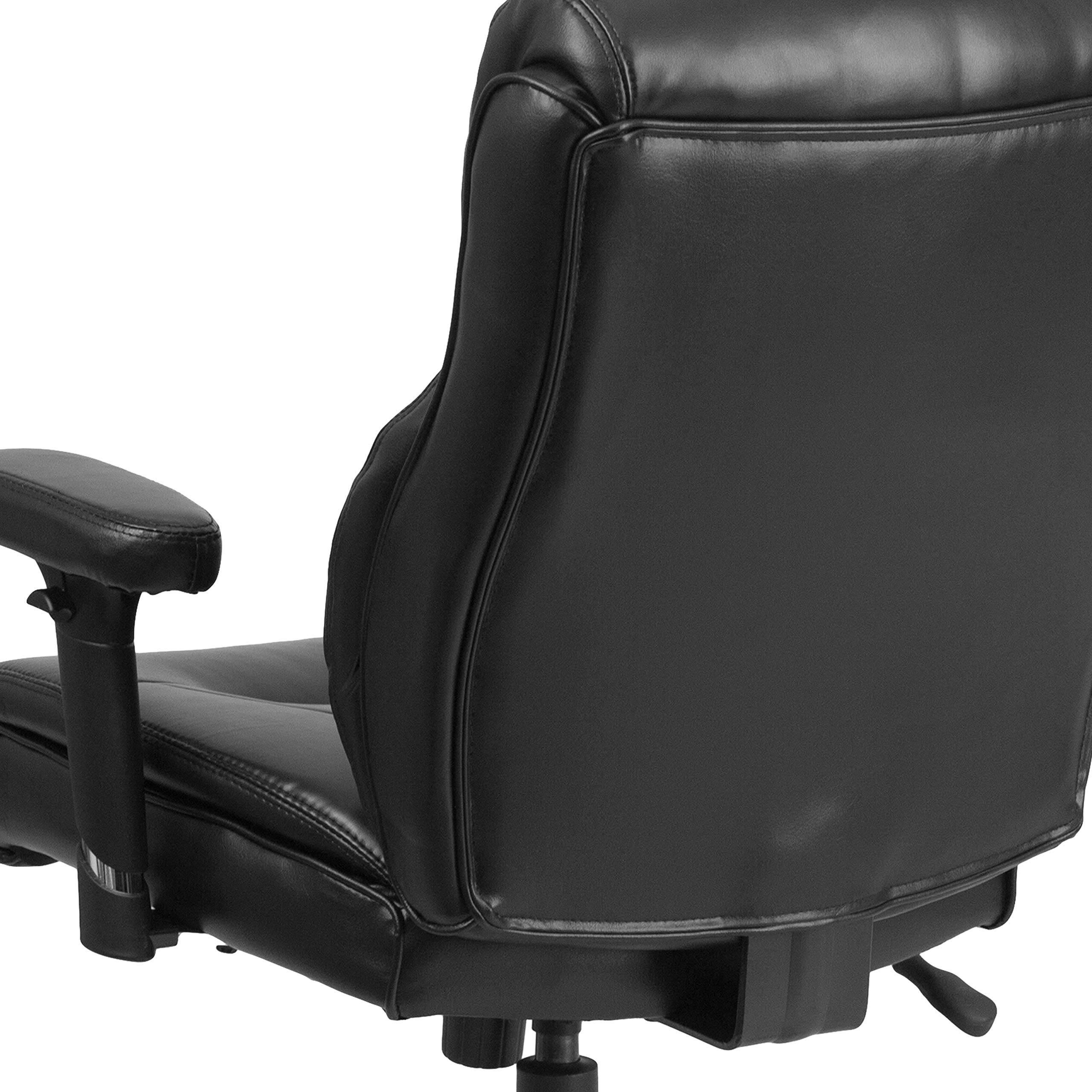 Flash Furniture HERCULES Series Big & Tall 400 lb. Capacity Black LeatherSoft Ergonomic Office Chair with Adjustable Arms - Perfect for Home Office, Gaming & Executive Workspaces