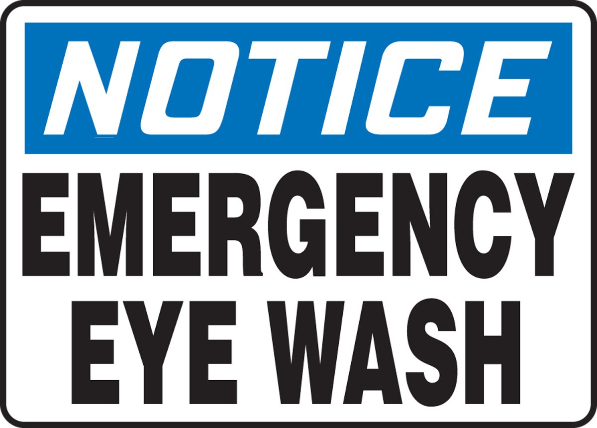 Emergency Eye Wash Station Sign - 10X14 Inches, .125 Polycarbonate Material - OSHA Compliant Safety Sign for Laboratories, Factories & Workplaces