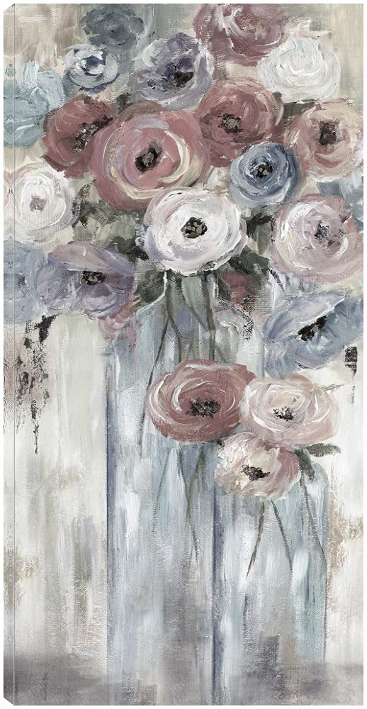 Nan's Bottles & Blooms Soft Canvas Wall Art - 29x56 Inch Ready to Hang Fine Art Decor for Living Room, Bedroom, Office & More - Perfect for Home, Kitchen, Bathroom & Dining Room Decor