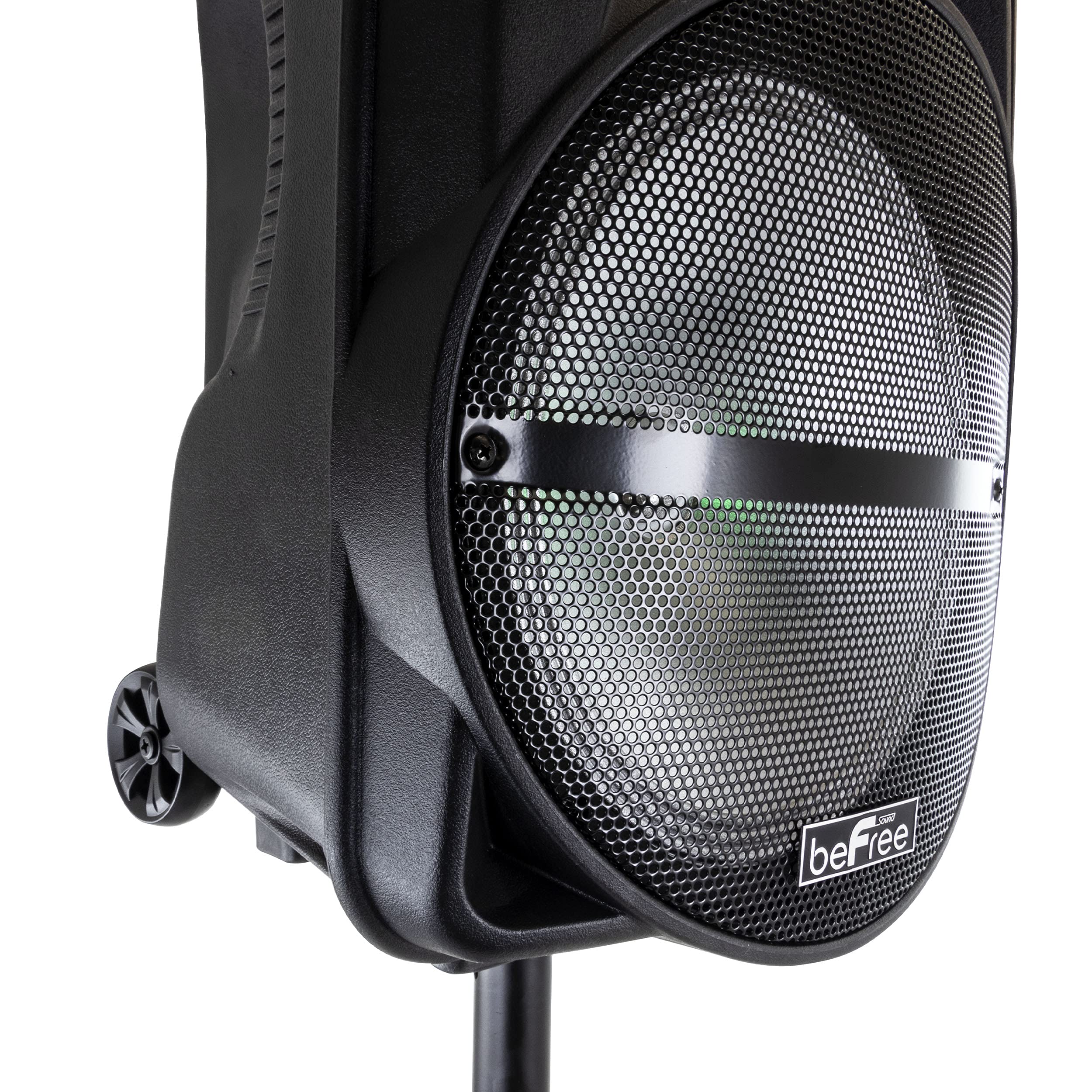 beFree Sound 12 Inch Bluetooth Portable PA Speaker with Rechargeable Battery, LED Lights & Stand - Perfect for Outdoor Parties, Events & DJ Performances