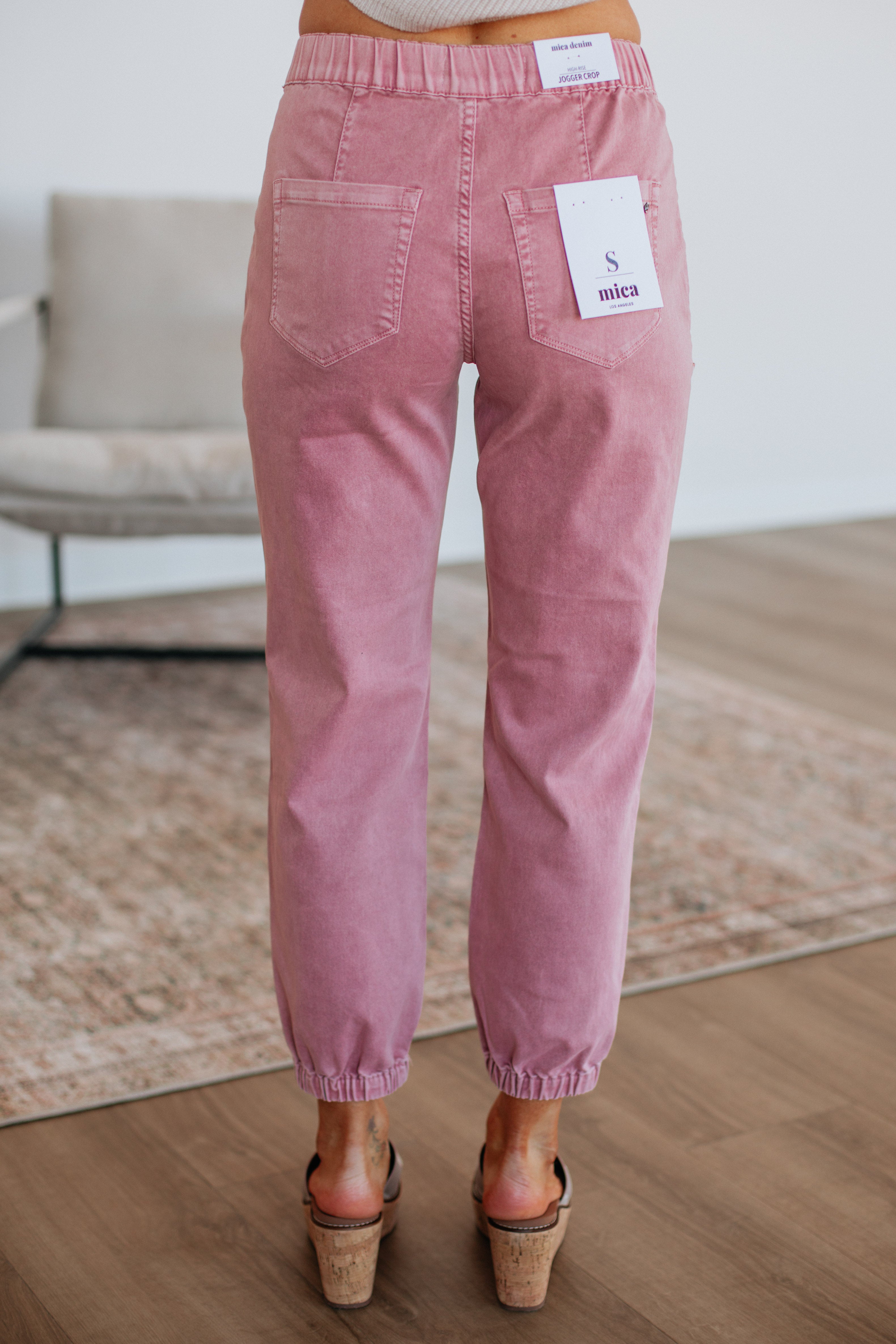 Drea Mica Joggers for Women - Soft High Waisted Lounge Pants, Blush Pink - Perfect for Yoga, Running, Travel & Home Relaxation