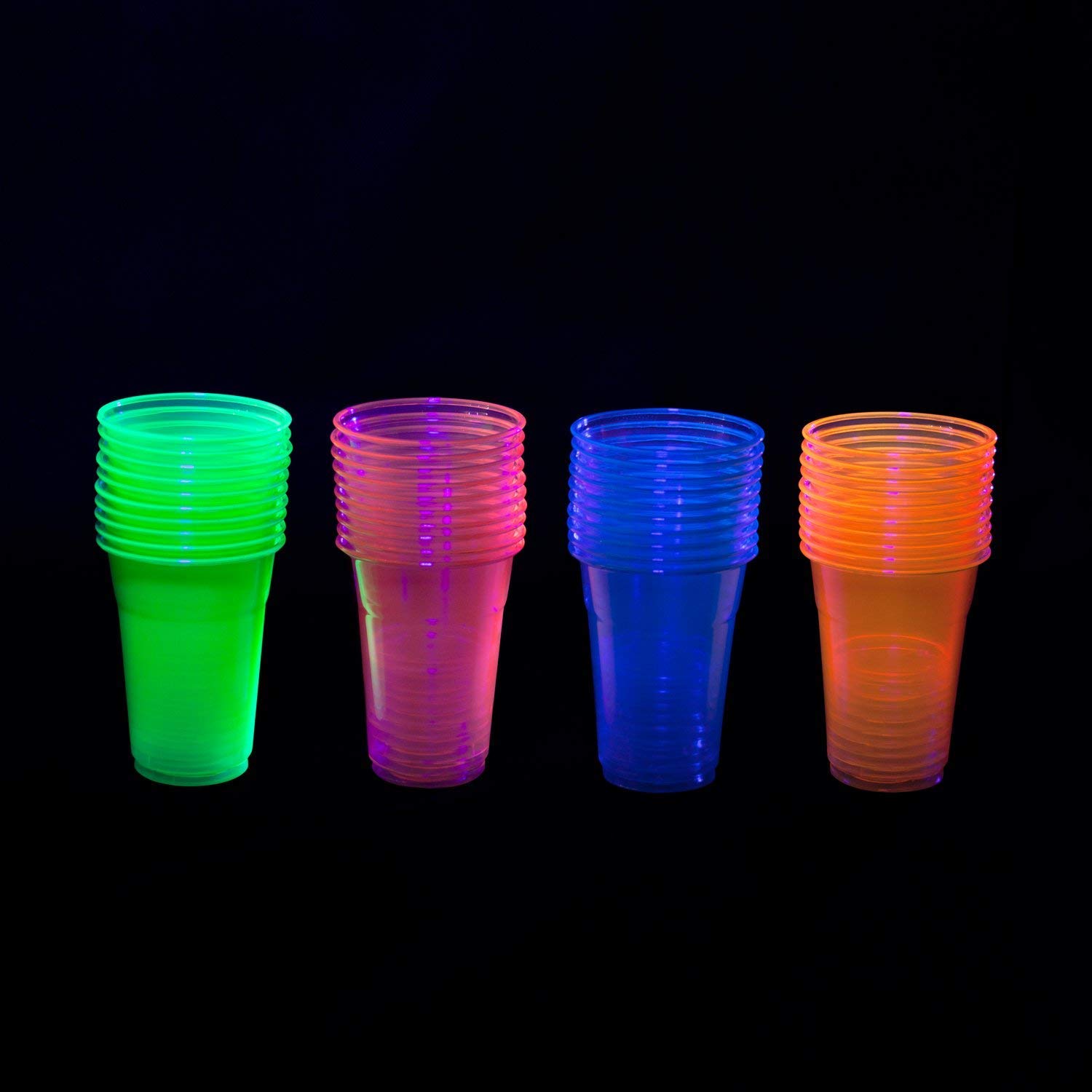 Vibrant Neon 12-Oz Plastic Party Cups - Set of 20 Reusable Tumblers for Birthday, BBQ, Picnic & Outdoor Events - BPA-Free Drinking Glasses for Kids & Adults