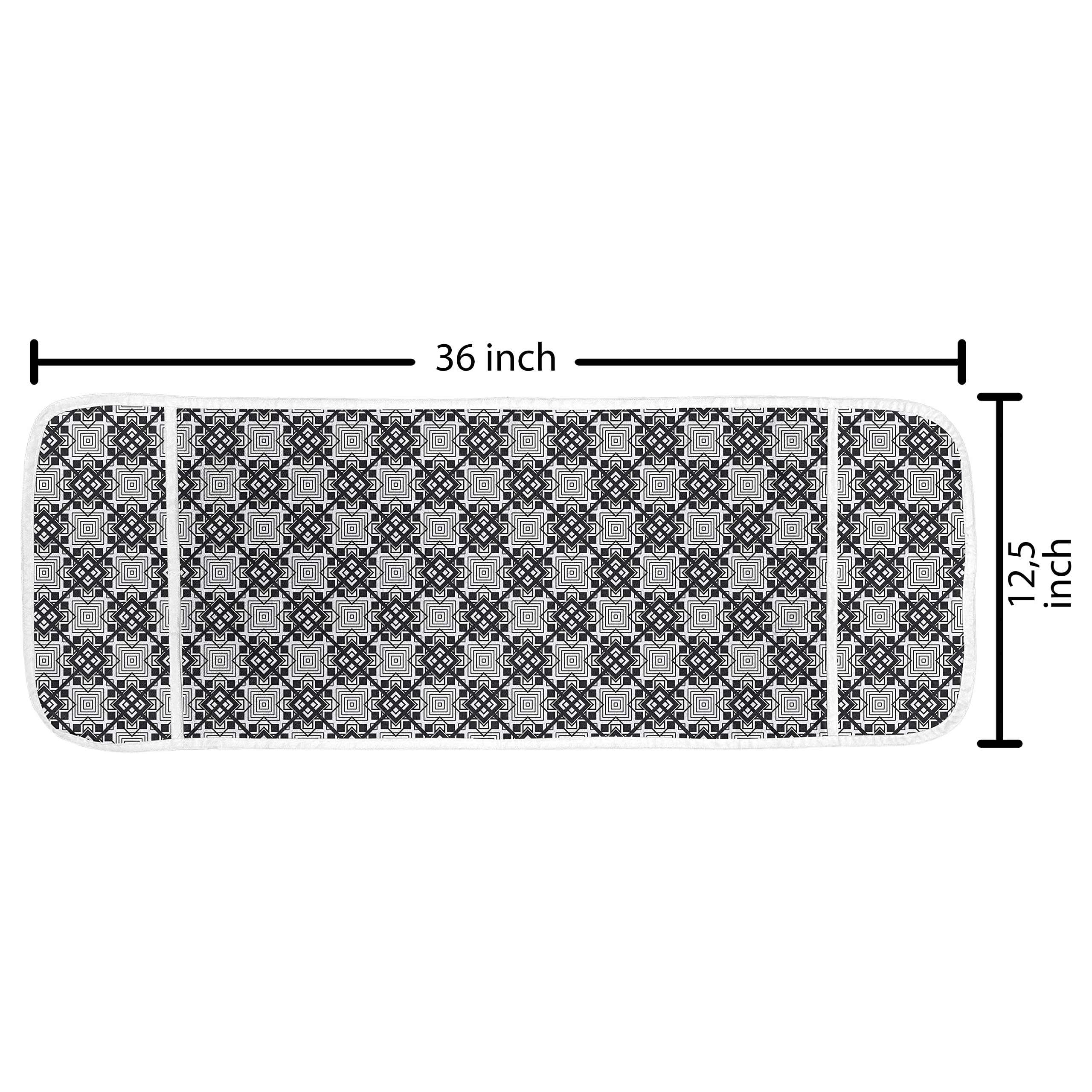 Ambesonne Geometric Microwave Cover - Waterproof Kitchen Organizer with Pockets, 36x12 Inches, Black & Grey - Diamond Pattern Design for Modern Home & Apartment Decor