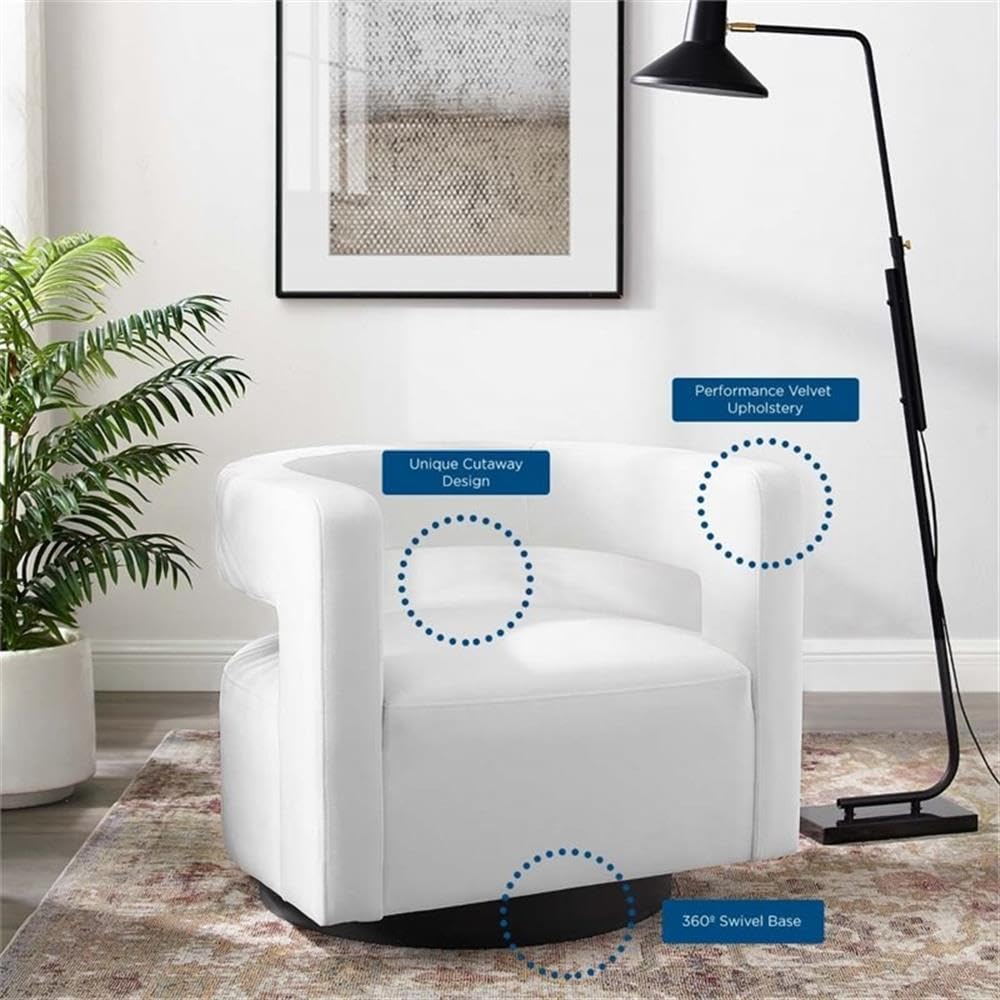 Modway Spin Armchairs - Modern Swivel Lounge Chair with Upholstered Seat, White - Perfect for Living Room, Office, or Reading Nook
