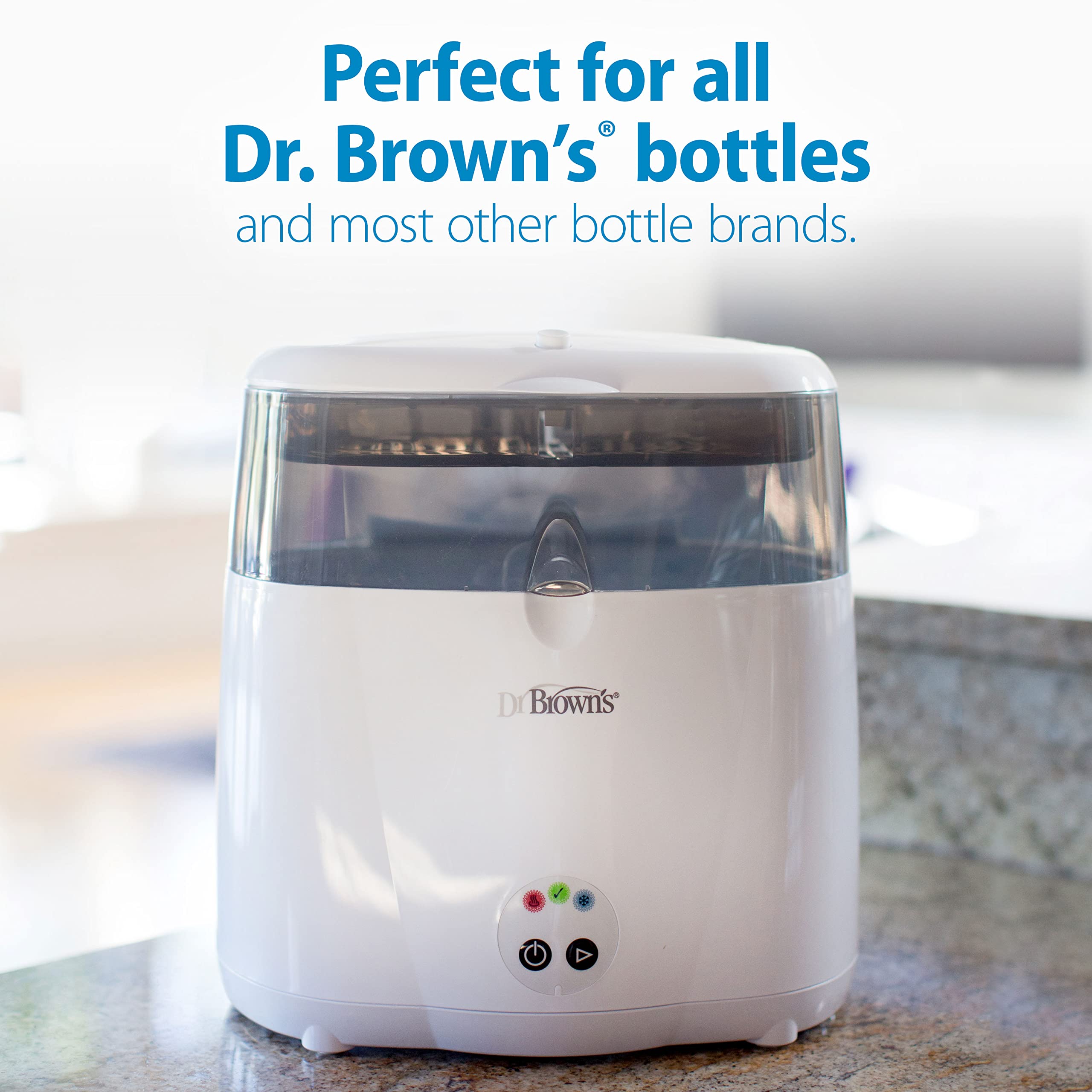 Dr. Brown's Deluxe Bottle Sterilizer & Baby Bottle Cleaning Kit with Sponge, Scrubber & Brush - Perfect for Newborns & Infants - Safe & Effective Bottle Sterilization for Daycare, Travel & Home Use