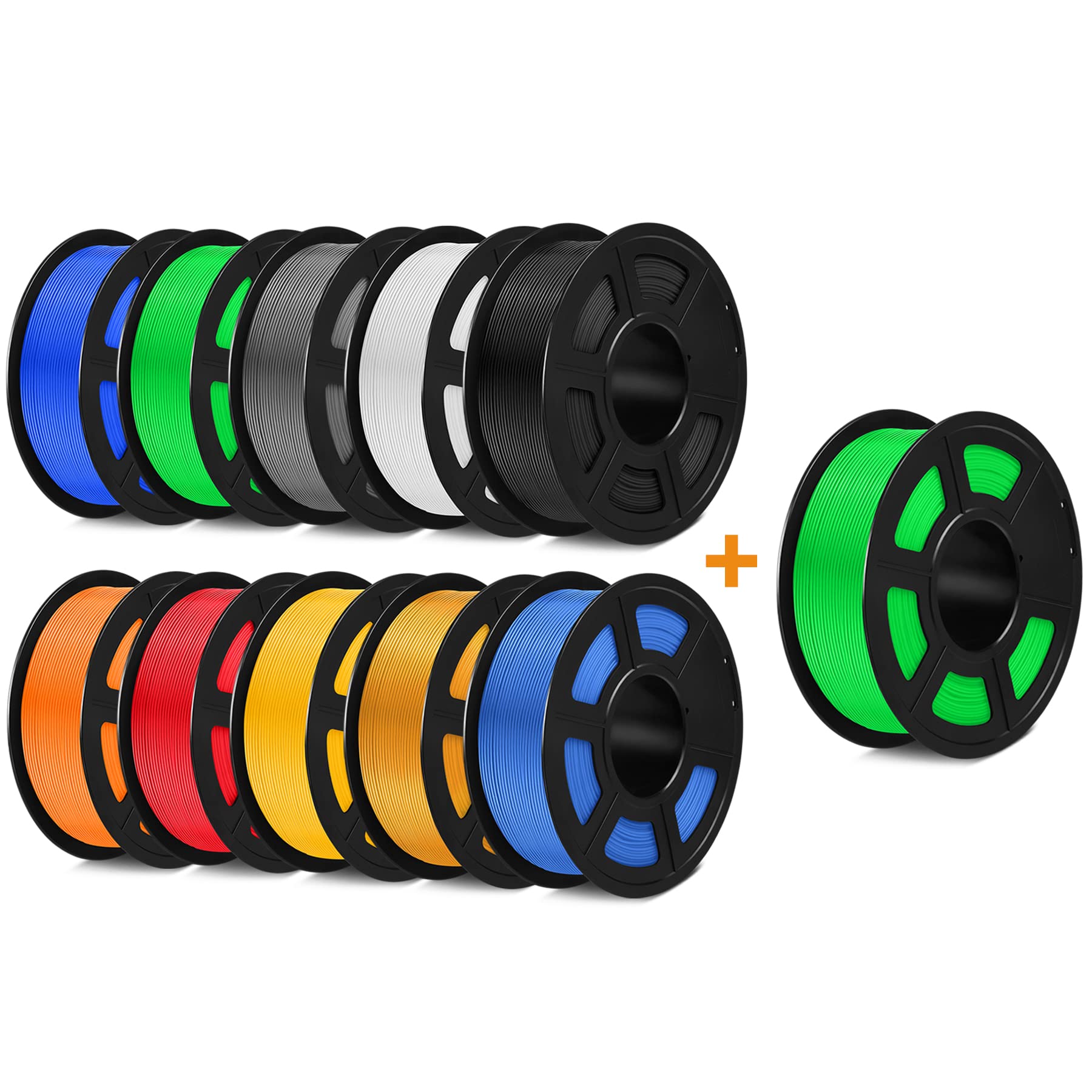 SUNLU PLA+ 3D Printer Filament 1.75mm 10KG Spool (11x1KG) - High Precision +/-0.02mm for 3D Printing, 3D Pens & DIY Projects - 10 Vibrant Colors for Creative Models, Prototypes and Art Crafts