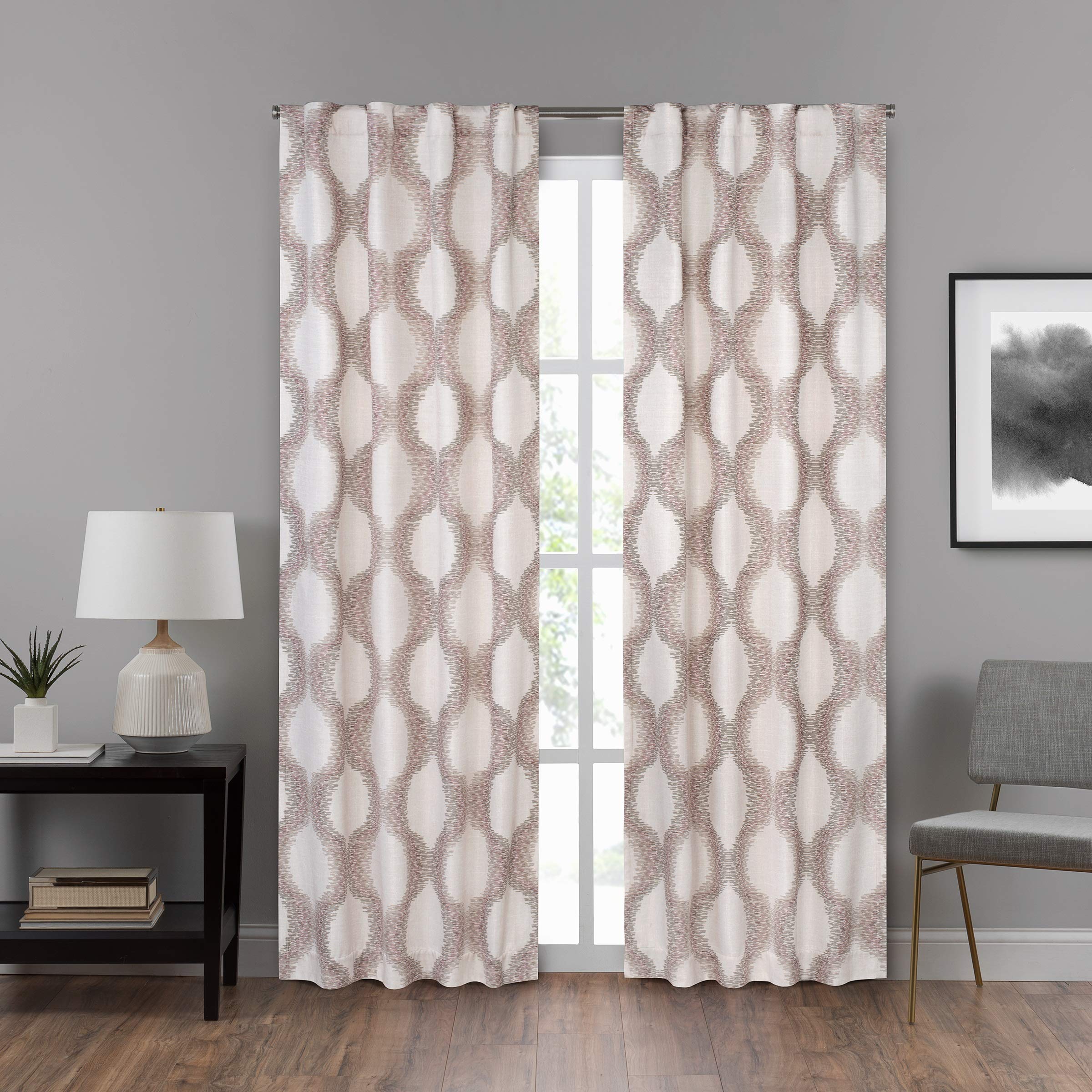 ECLIPSE Summit Geo Thermal Insulated Blackout Curtains 40x108 Inch - Light Blocking Room Darkening Drapes for Bedroom & Living Room, Blush Color, Energy Saving & Noise Reducing - Perfect for Home Theater, Nursery & Shift Workers