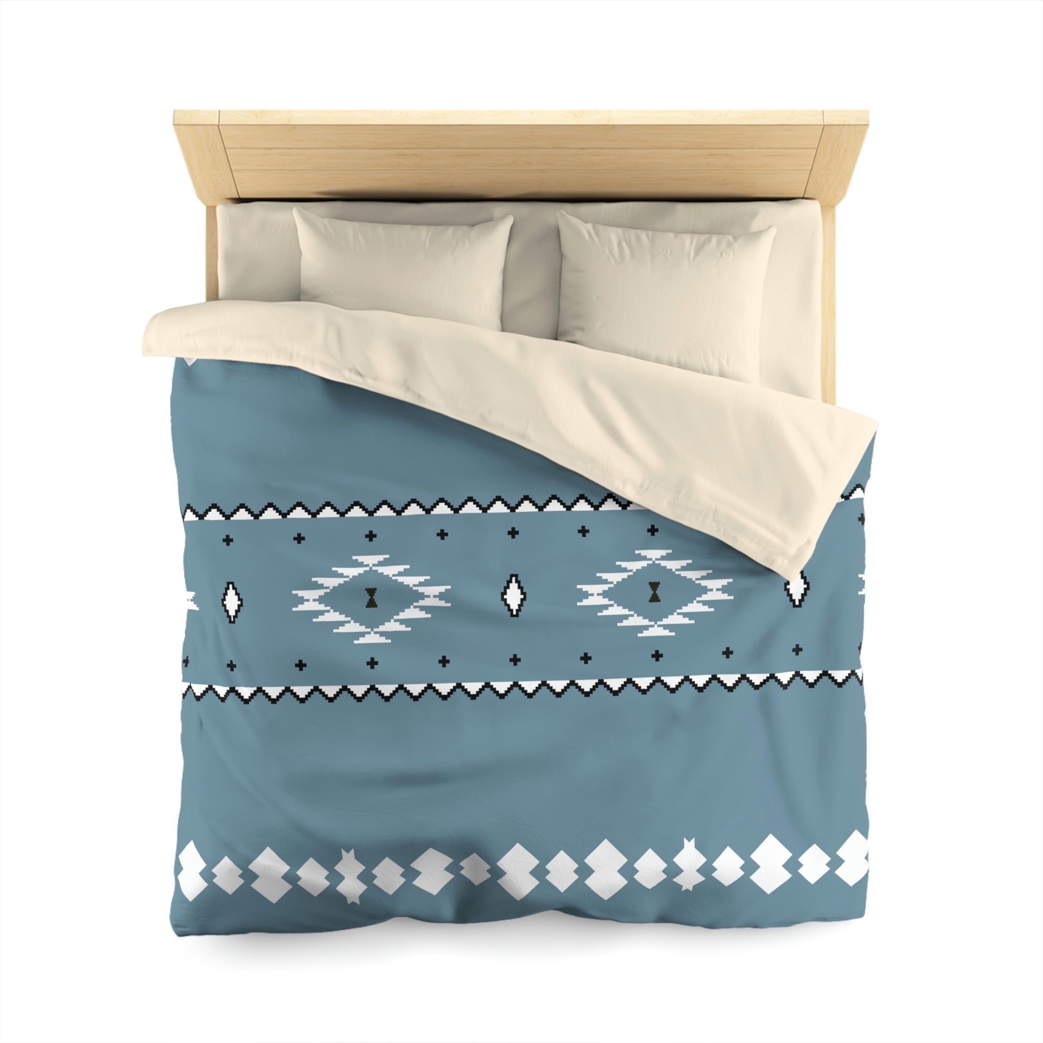 Premium Microfiber Duvet Cover Set - Soft Blue Sky Southwestern Pattern - Polyester Bedding with Invisible Zipper - Queen/King/Cal King Sizes - Perfect for Guest Rooms & Master Bedrooms