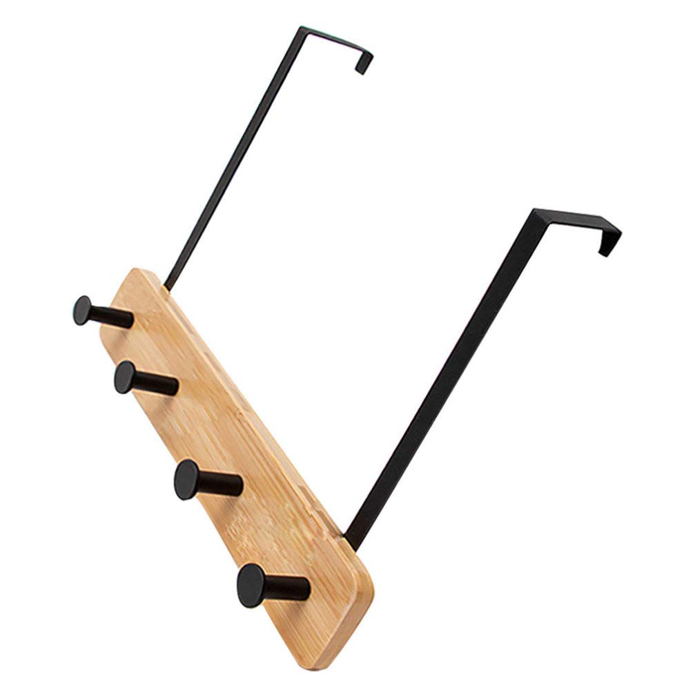 Hemoton Over Door Hook Towel Rack - 4 Hooks Space Saving Organizer for Shirts, Belts, Hats, Coats & Towels - Perfect for Bathroom, Living Room, Kitchen & Closet Storage - Durable Door Hanger for Home Organization