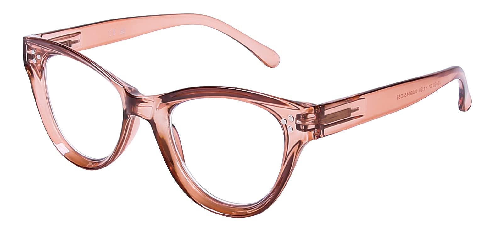 DOOViC Stylish Cateye Blue Light Blocking Reading Glasses for Women +2.0 Strength with Spring Hinge - Computer Glasses for Office Work, Screen Time & Reading