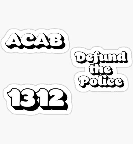 Defund The Police Stickers Pack - 2-3 Inch ACAB & 1312 Retro Black & White Font Decals - Perfect for Scrapbooking, Phone Cases, Laptops & Water Bottles - Political Activism & Protest Accessories