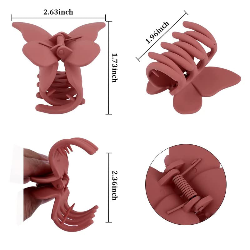 Butterfly Hair Clips for Women & Girls - 4 Pack 2.36 Inch Hair Claws for Thick & Medium Hair - Cute Butterfly Hair Accessories for Ponytails, Buns & Everyday Styling