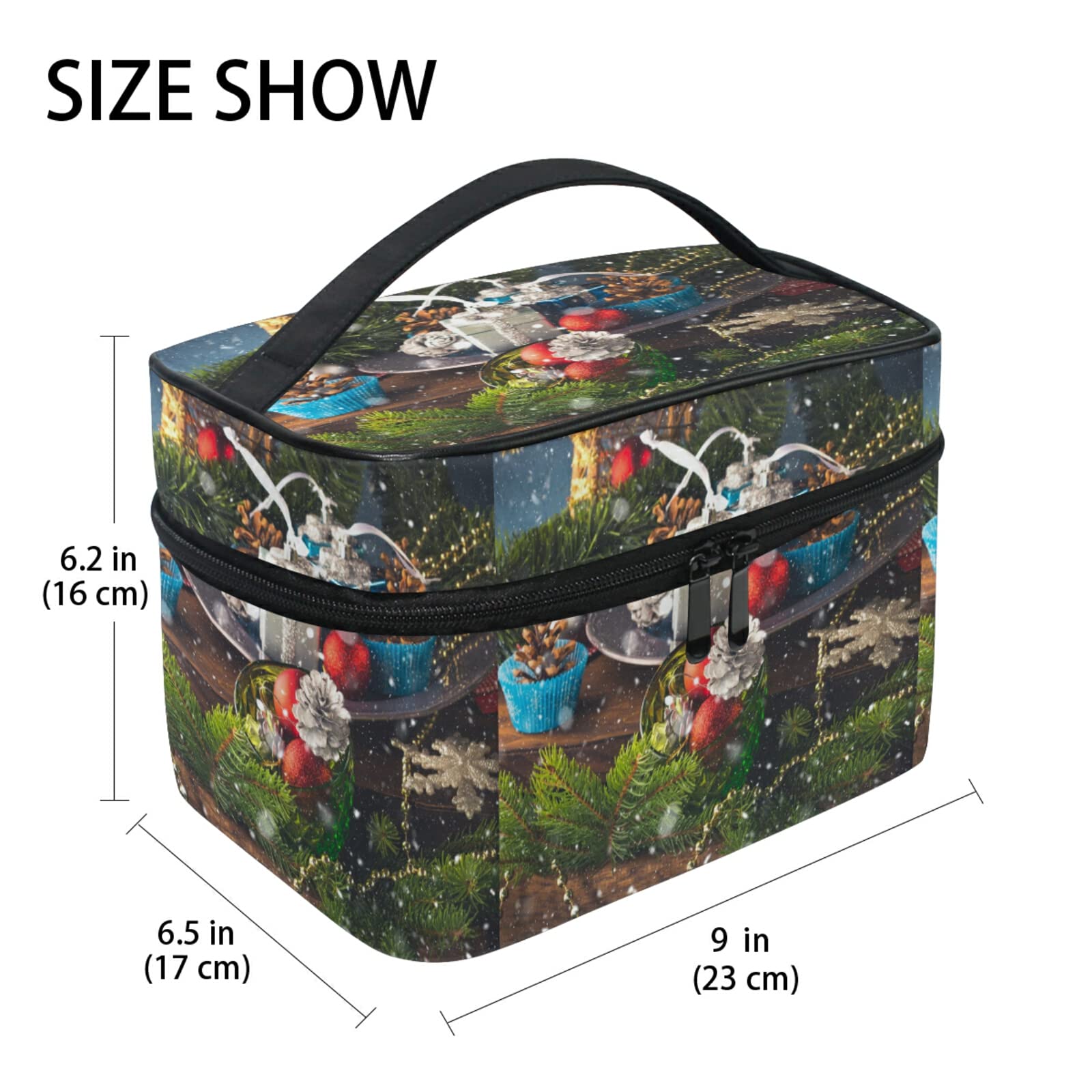 Elegant Christmas Tree Makeup Bag for Women - Waterproof Cosmetic & Toiletry Travel Organizer - Perfect Gift for Holidays, Travel, and Daily Use