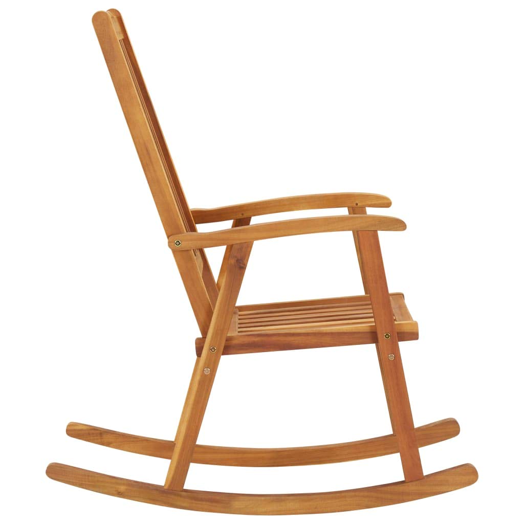 vidaXL Rocking Chair - Indoor/Outdoor Patio Furniture with Waterproof Cushions, Solid Acacia Wood Construction, Brown & Green Retro Design | Perfect for Porch, Garden & Living Room Relaxation