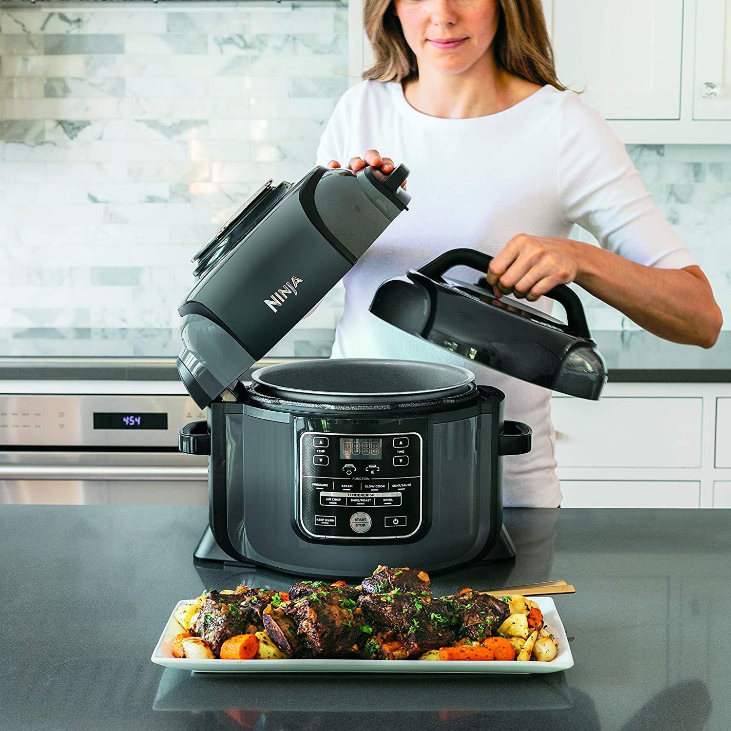 Ninja Foodi 6.5 Quart Pressure Cooker & Air Fryer - TenderCrisp Technology, Multi-Cooker for Fast Meals | Perfect for Family Dinners, Meal Prep & Healthy Cooking | Includes Home Essentials Warranty