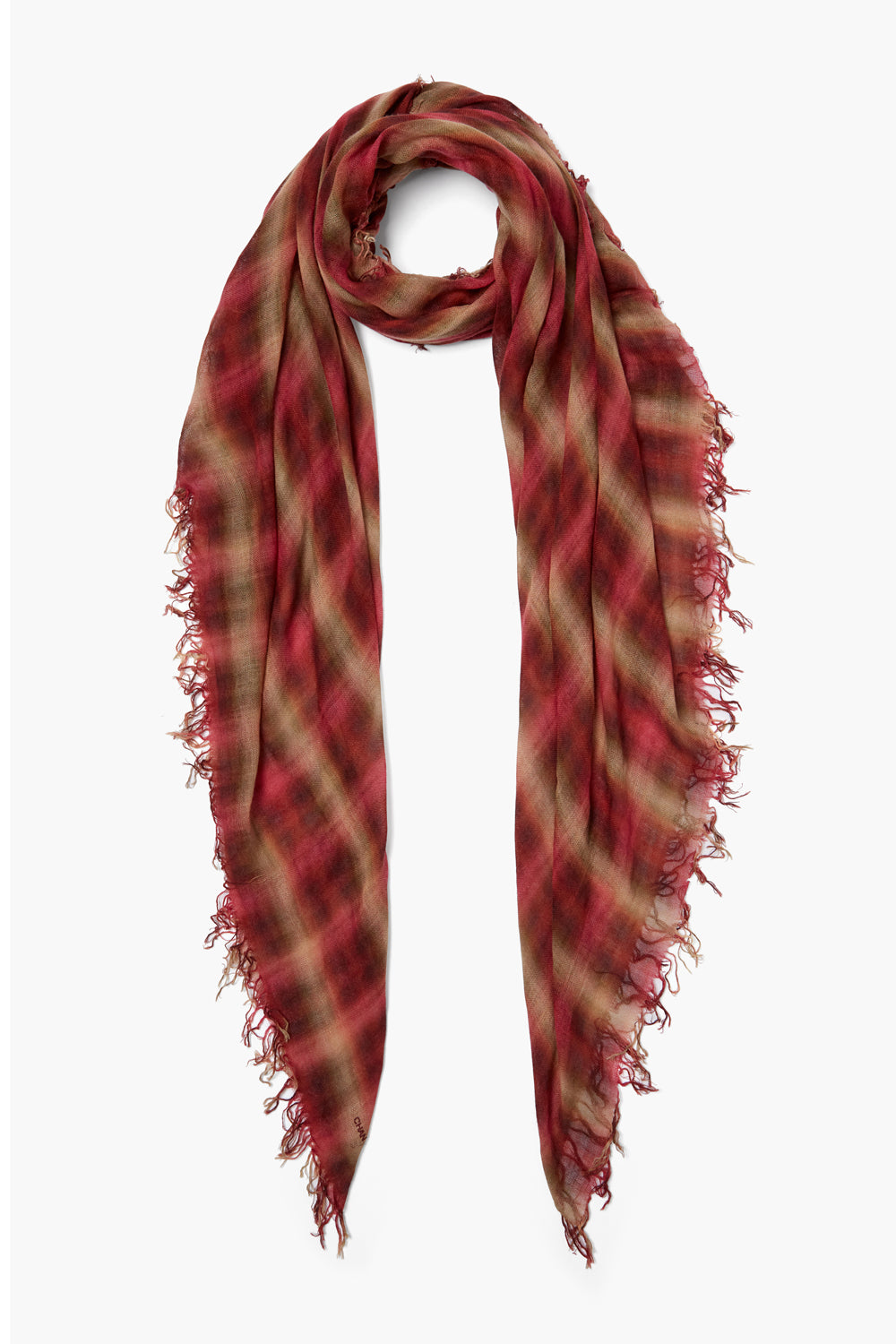 Luxury Cashmere Silk Blend Scarf - Savvy Red Sapphire Plaid Pattern for Women - Perfect for Winter Fashion, Office Wear & Gift Giving
