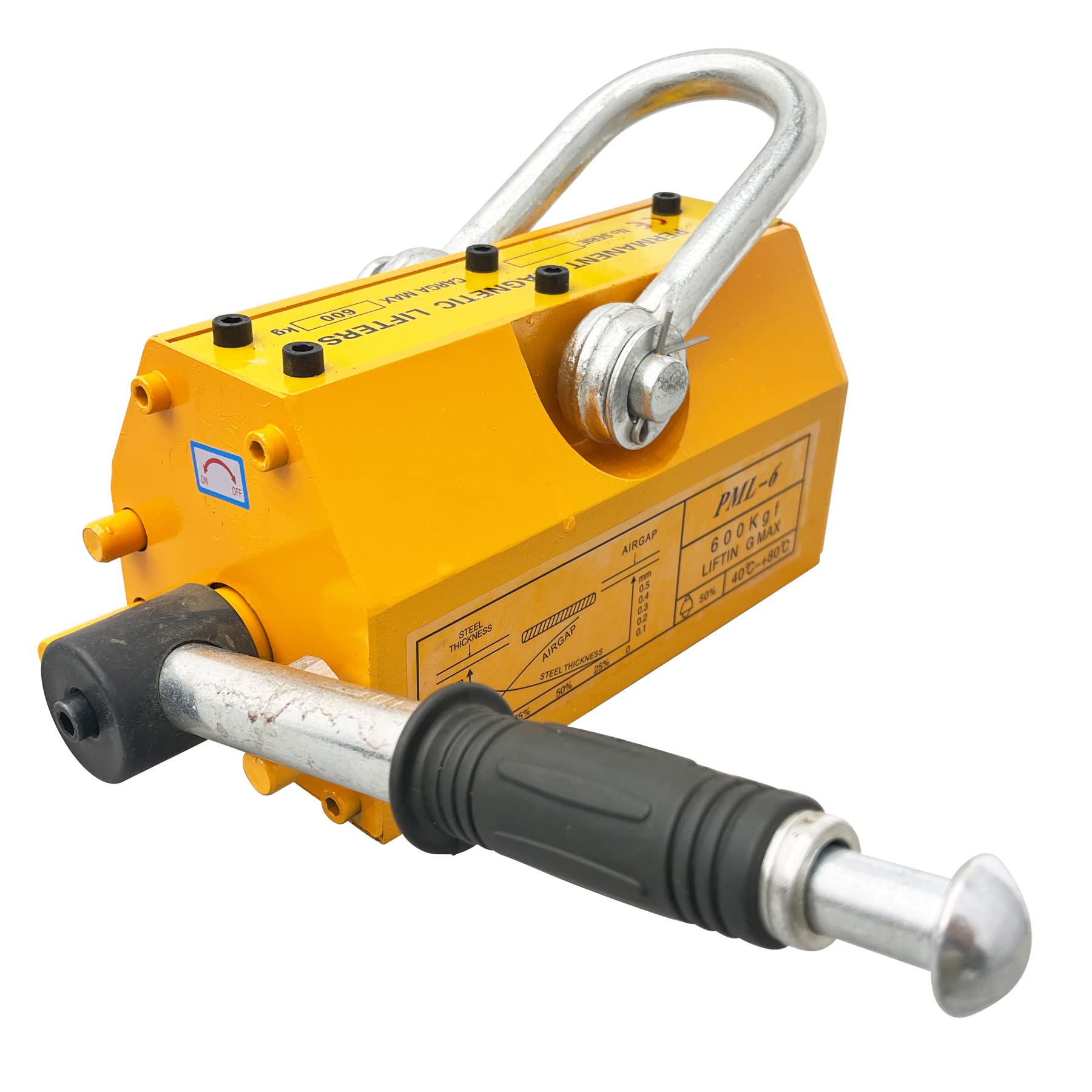 TECHTONGDA 1320 Lbs Permanent Magnetic Lifter - Heavy Duty Lifting Magnet for Steel Plates & Boards with Easy Release - Ideal for Shop Cranes, Warehouse, Construction & Metal Fabrication