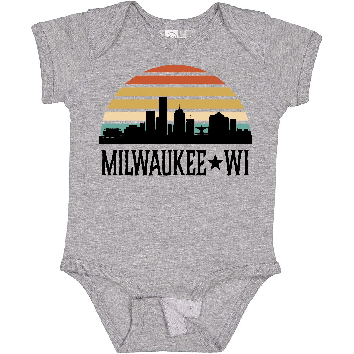 Inktastic Milwaukee Wisconsin Skyline Retro Sunset Baby Bodysuit - Soft Cotton Infant Onesie for Boys & Girls - Perfect for Family Outings, Photo Shoots & Wisconsin Pride Gifts