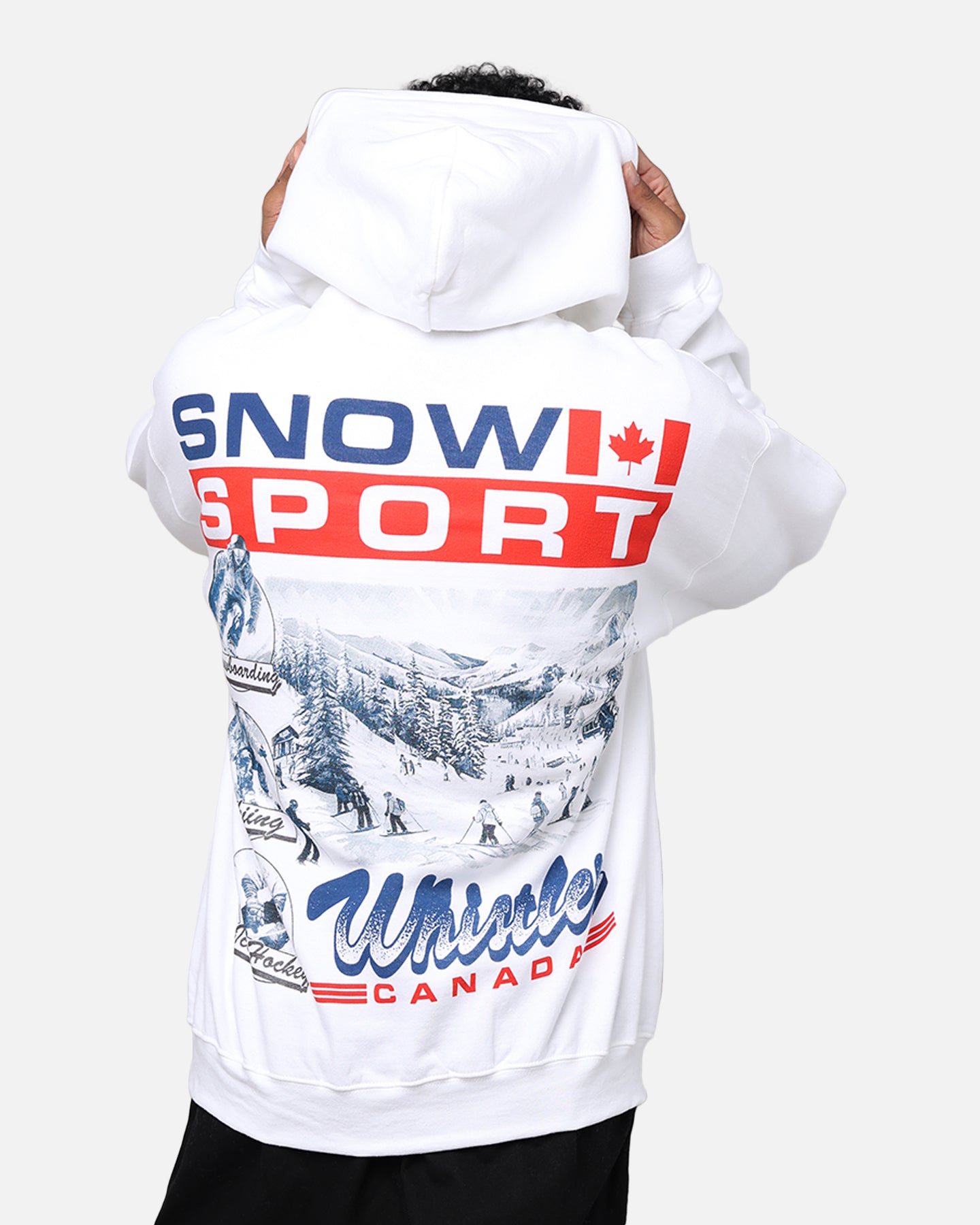 American Thrift Snow Sport Hoodie White - Warm Winter Pullover for Skiing, Snowboarding & Outdoor Activities