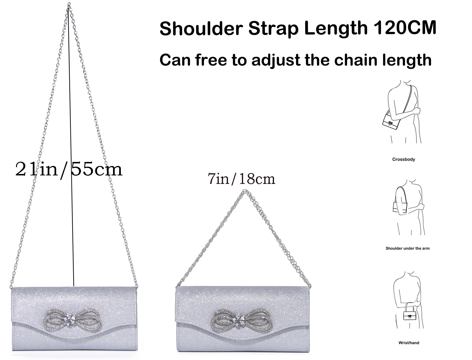 Elegant Women's Diamond Bow Rhinestone Clutch Purse - Sparkling Evening Bag for Wedding, Prom, Cocktail Party & Formal Events - Perfect Accessory for Brides, Bridesmaids and Special Occasions