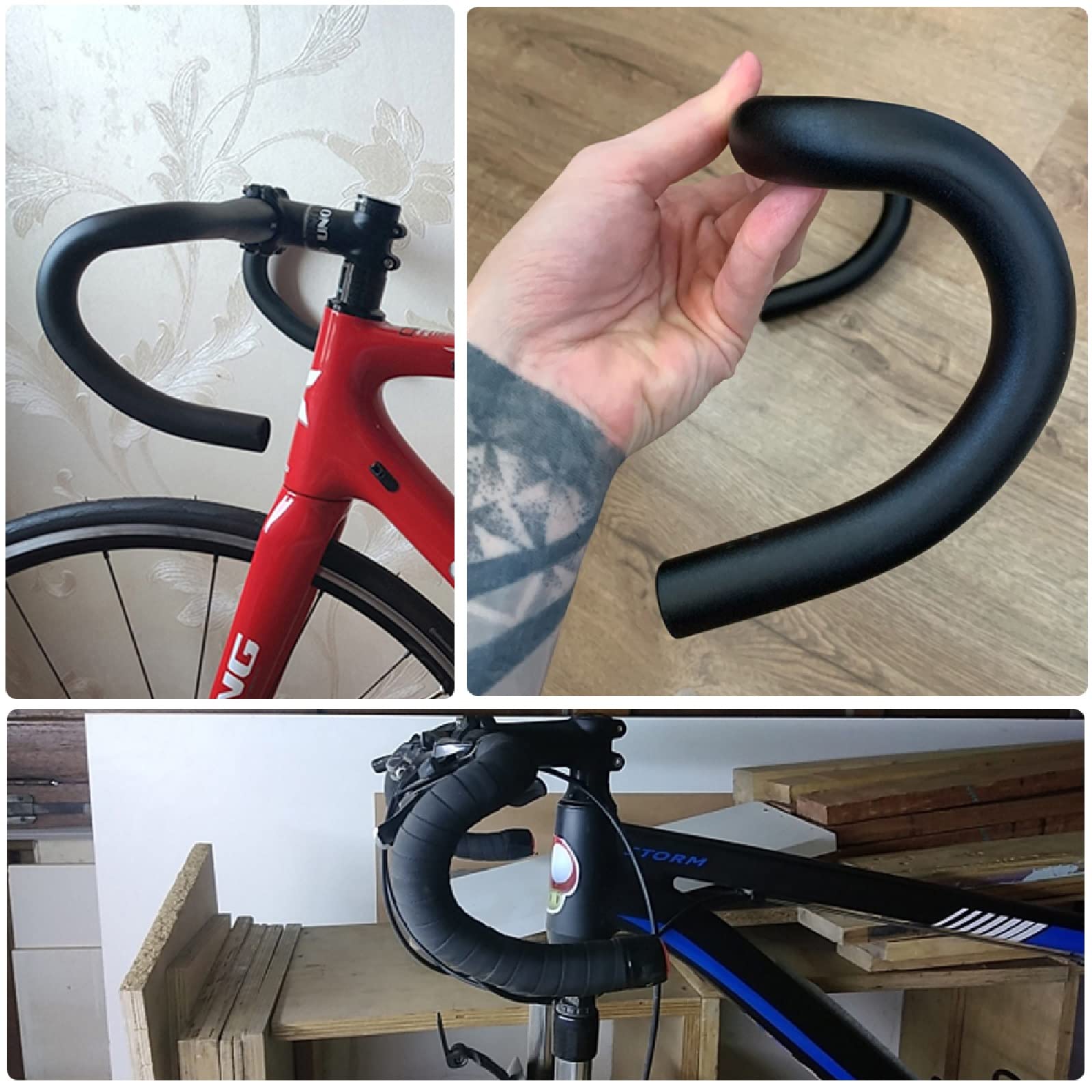 Lightweight Aluminum Road Bike Drop Handlebar - 25.4mm/31.8mm Clamp Size - 380/400/420/440mm Width Options - Perfect for Racing & Endurance Cycling (31.8x420mm Black) - Ideal for Road Bikes, Commuting & Long-Distance Riding