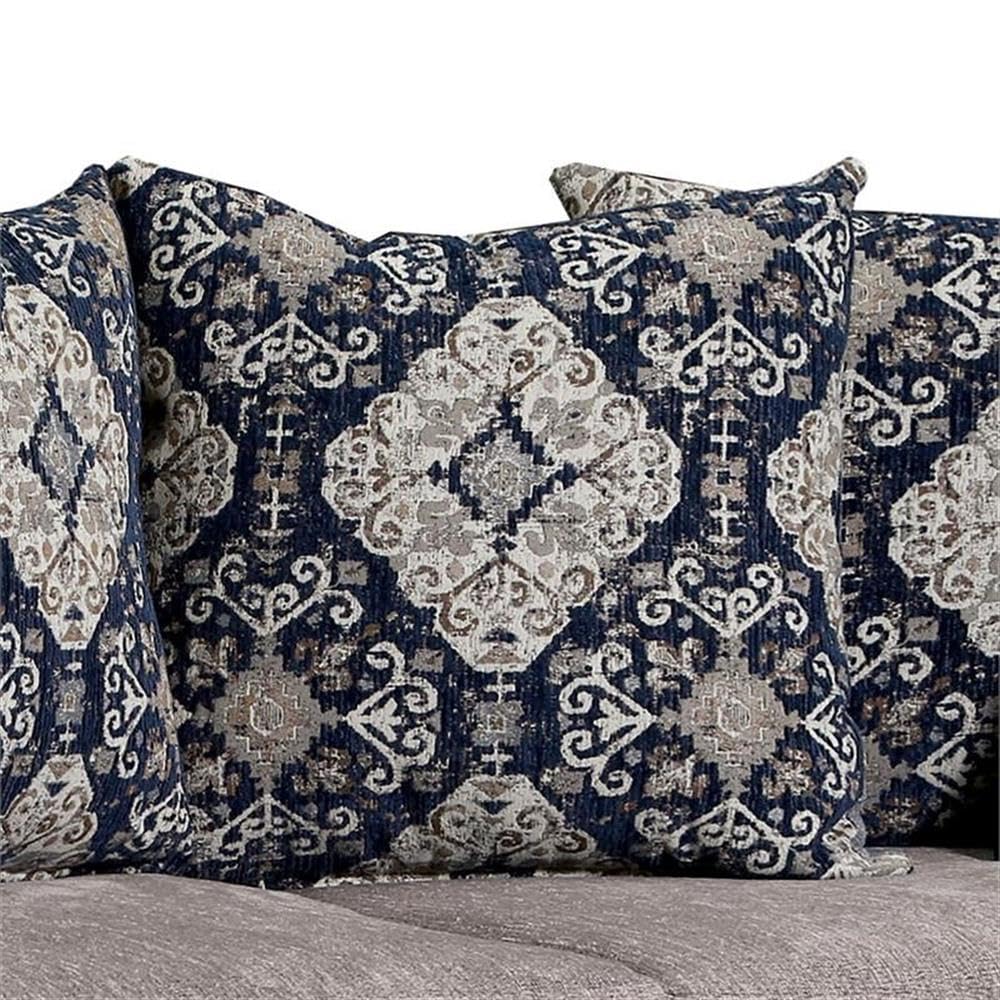 Furniture of America Lantz Traditional Chenille Upholstered Loveseat in Gray - Cozy Two-Seater Sofa for Living Room, Lounge & Small Spaces