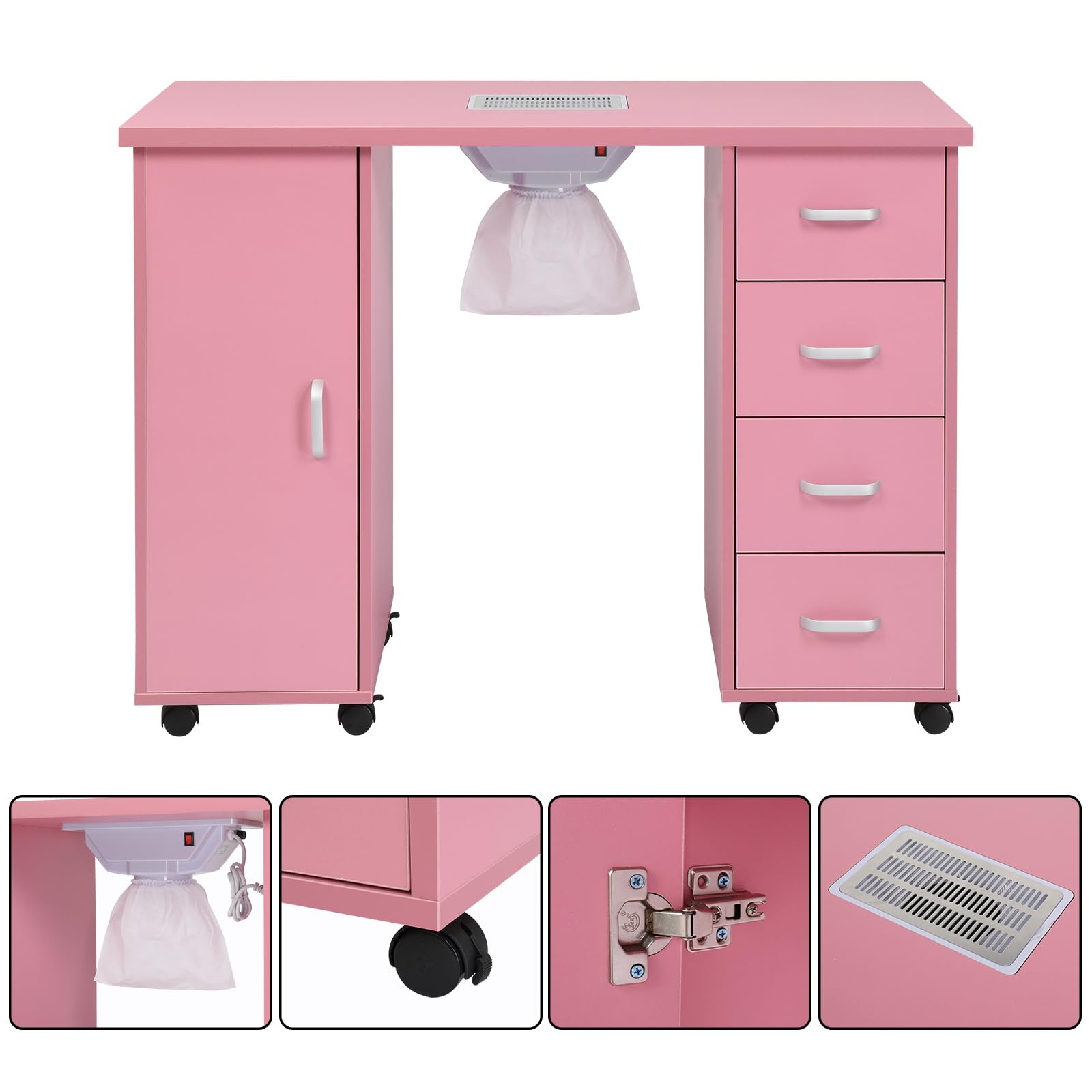Professional Nail Art Manicure Table with Fan & Dust Collection - Salon Spa Workstation with Storage Cabinet - Perfect for Nail Technicians, Beauty Salons & Home Manicure Stations