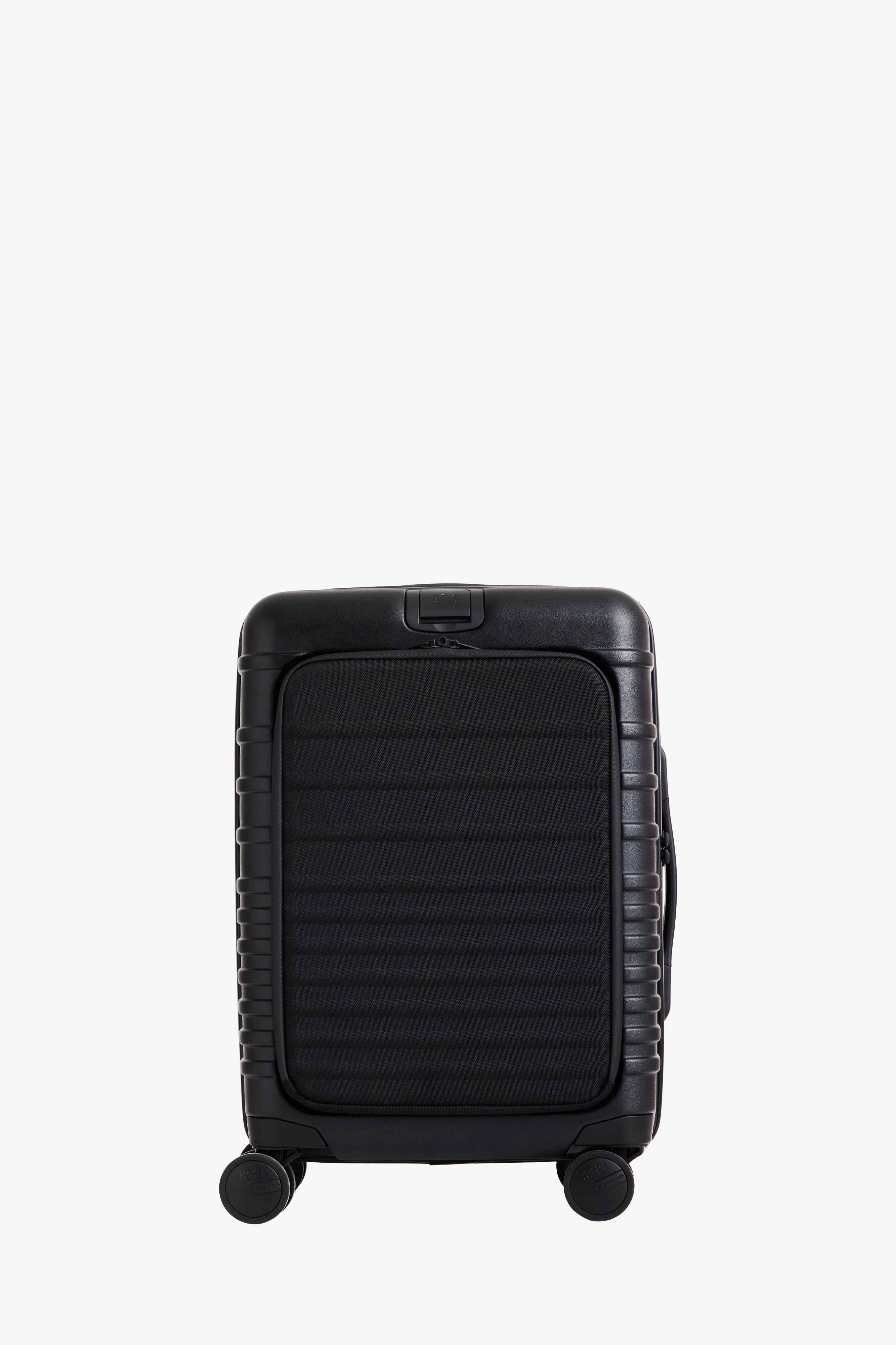Black Front Pocket Carry On Roller Luggage - Perfect for Air Travel & Business Trips | Compact & Convenient Carry-On Suitcase