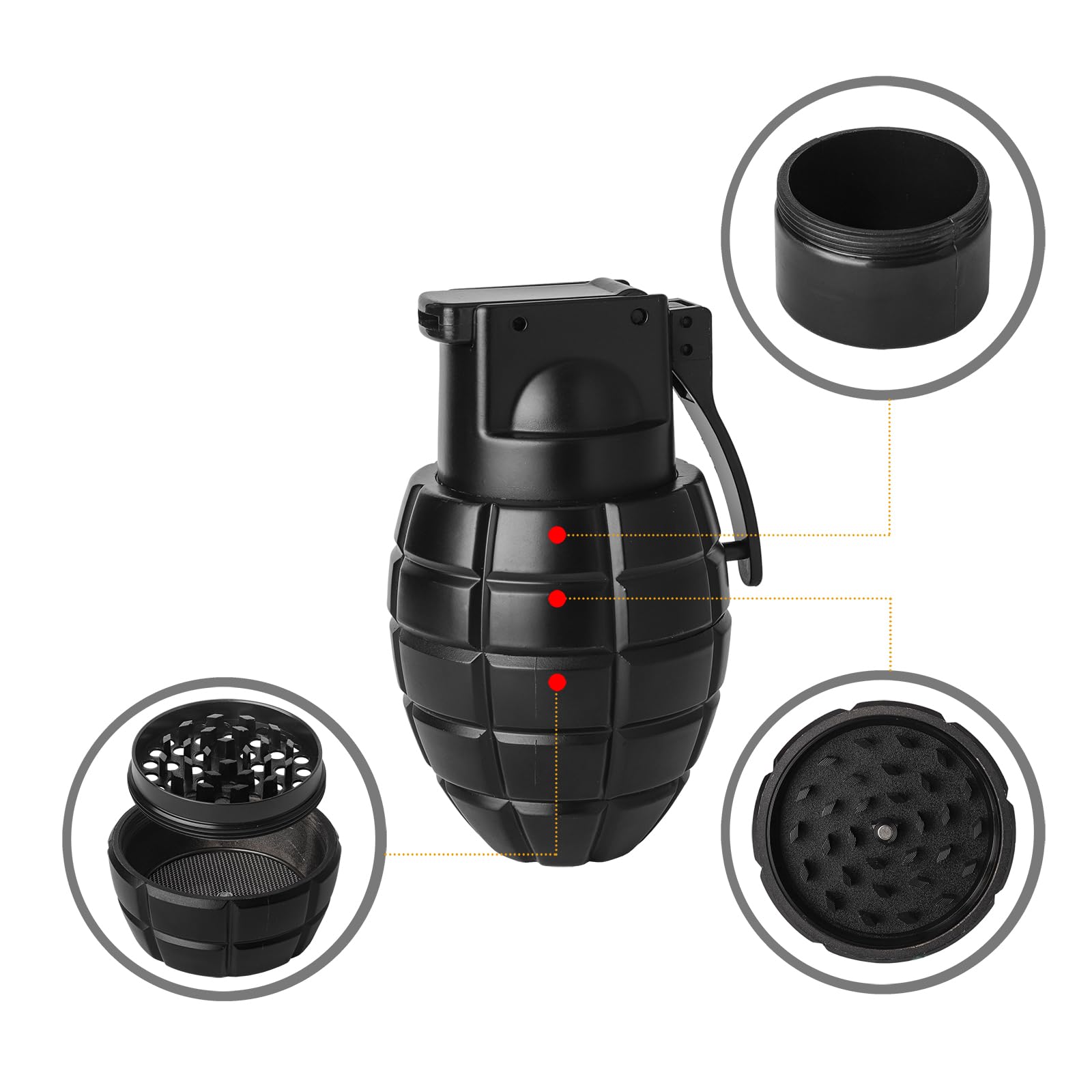 Premium 2.5 Inch Spice Grinder Set of 3 - Stainless Steel Kitchen Herb Grinder for Fresh Spices, Pepper, Salt & Seasonings - Perfect for Cooking, Baking & Meal Prep - Black