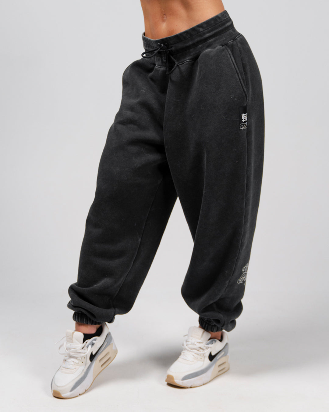 Women's Oversized Acid Wash Sweatpants - High Waisted Loose Fit Joggers for Casual Wear, Lounge & Workout