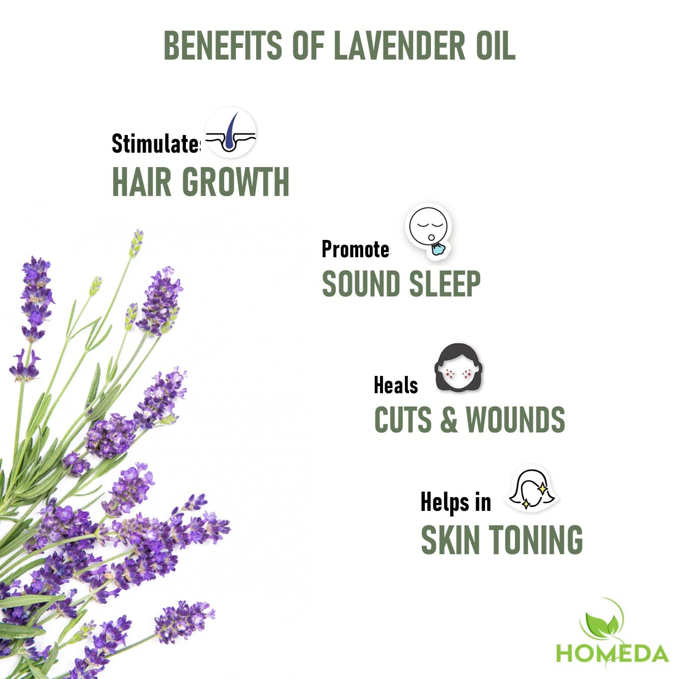 Homeda 100% Pure Lavender Essential Oil (15ml) for Hair Growth, Skin Care, Relaxation & Aromatherapy - Perfect for Diffusers, Massage, Bath, Soap Making & Sleep Aid | Natural Essential Oil for Face, Body & Home Use
