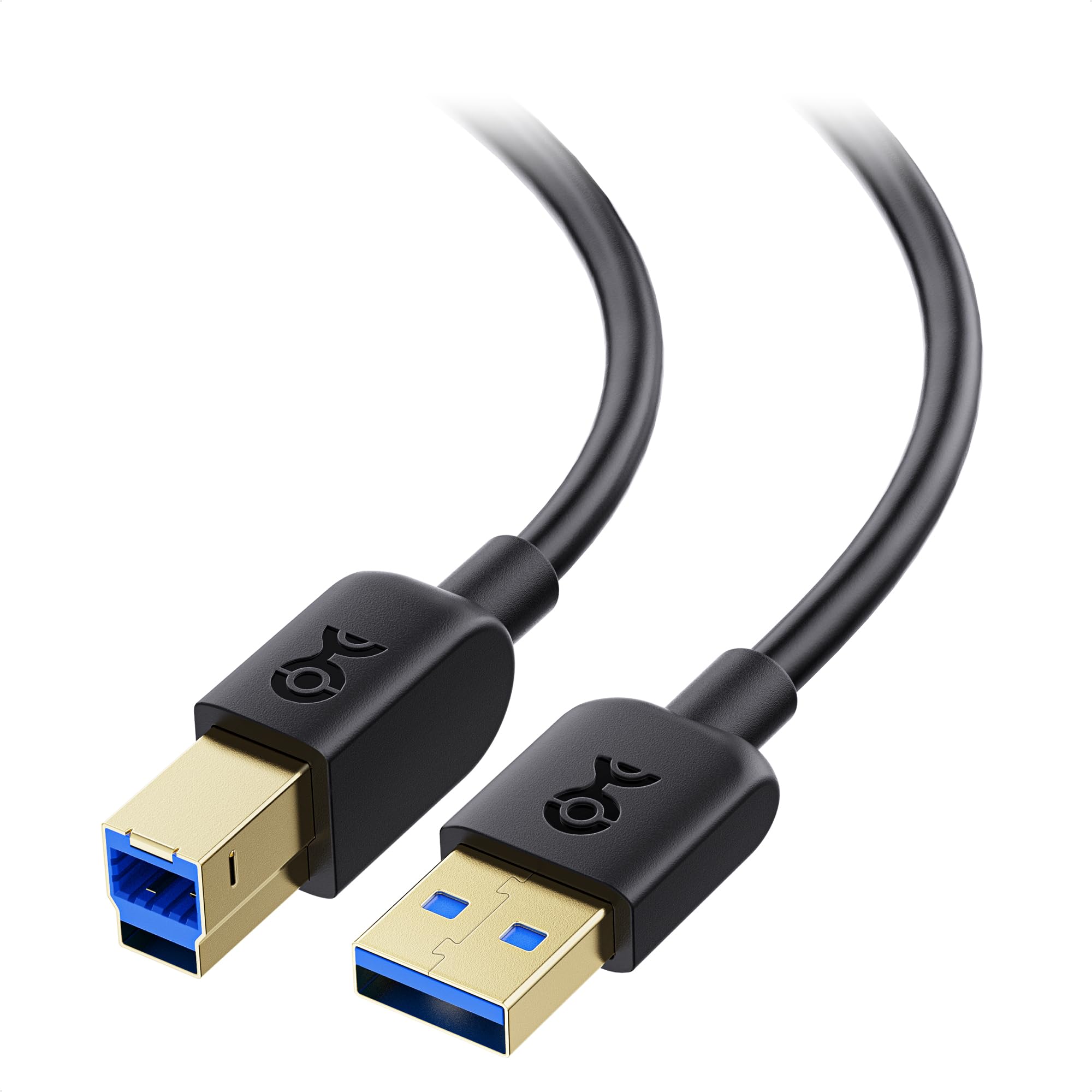 High-Speed USB 3.0 Cable A to B (2-Pack, 3ft) - Fast Data Transfer for Printers, Scanners & External Hard Drives | Durable & Tangle-Free | Black
