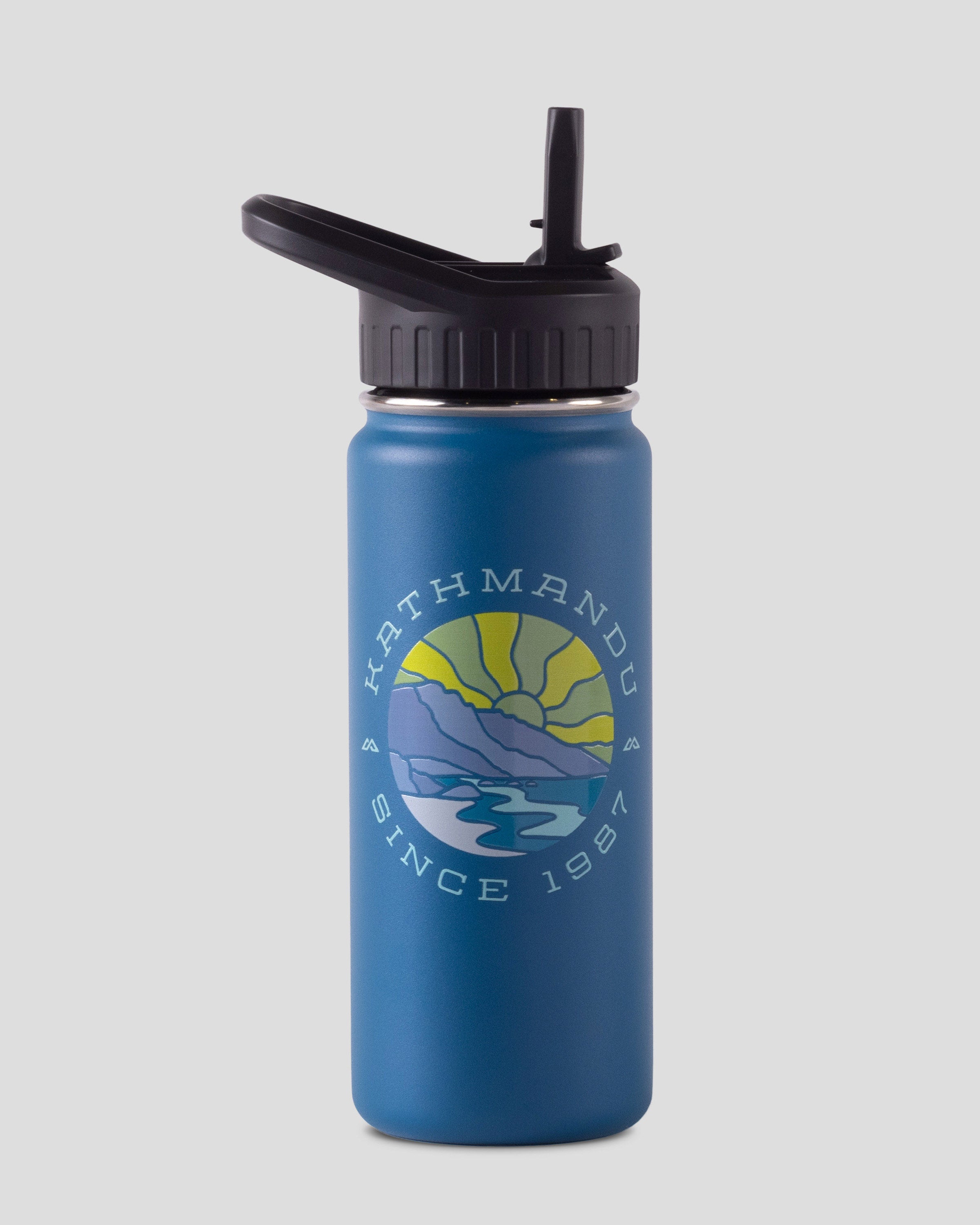 Kids' Insulated Water Bottle with Straw Lid - 530ml (18oz) Leakproof Stainless Steel Thermos for School, Sports & Outdoor Activities - Dark Eddy