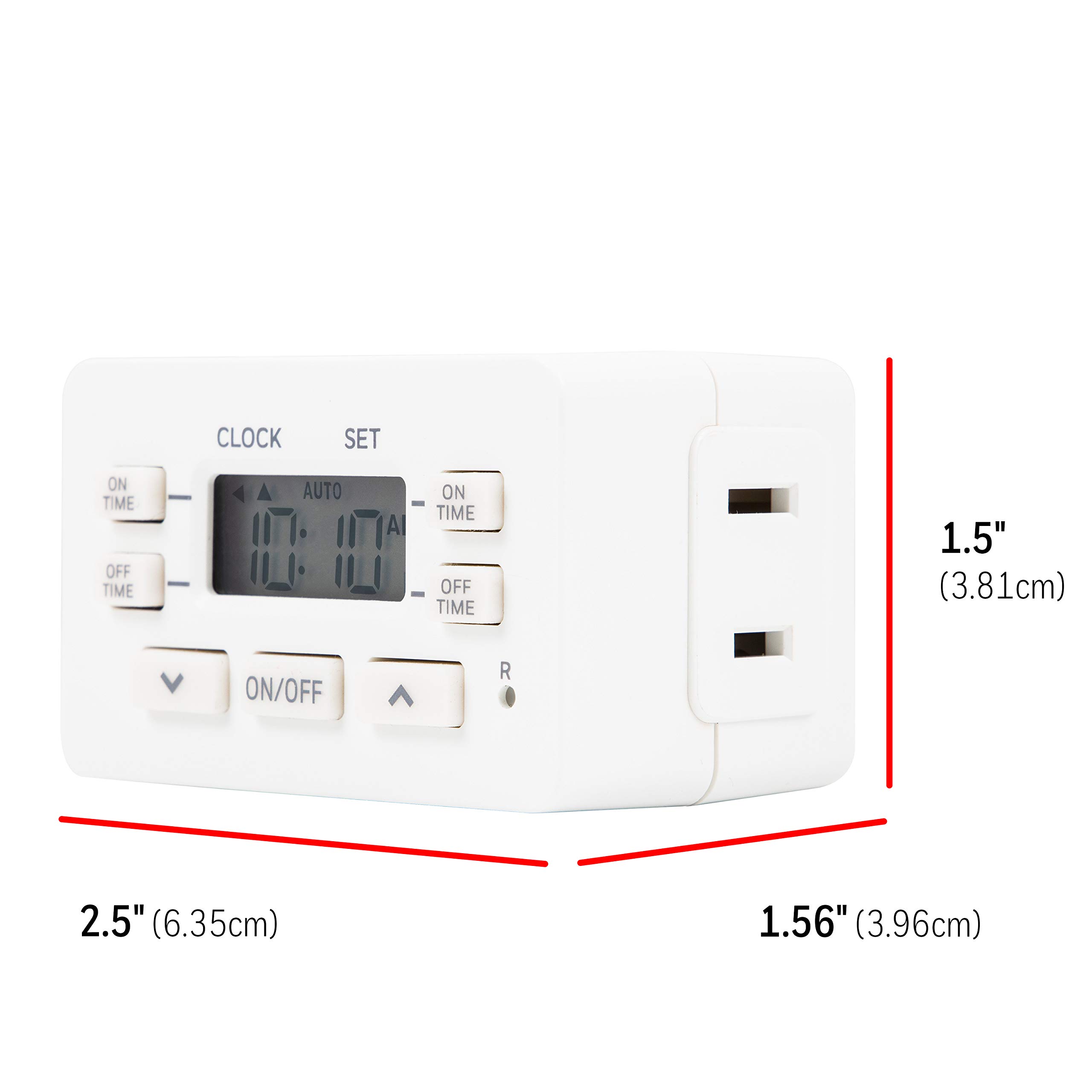 UltraPro 24-Hour Digital Outlet Timer - 1 Polarized Plug, 2 Programmable ON/OFF Cycles, 125VAC Indoor Light Timer (White, 1 Pack) - Perfect for Holiday Lights, Aquariums, and Home Automation