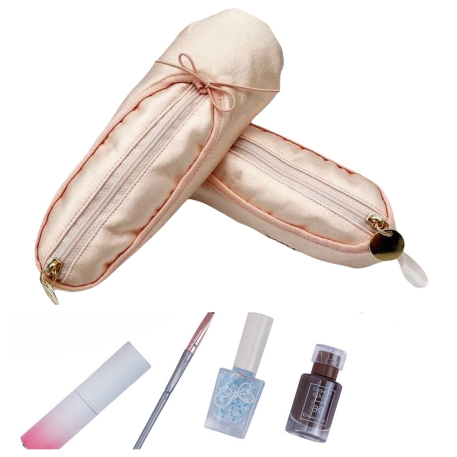 **Ballet Dance Shoe Makeup Bag for Little Girls - 2 Pcs Ballerina Slipper Pouch, Perfect for Dance Class, Birthday Gifts & Travel Accessories**