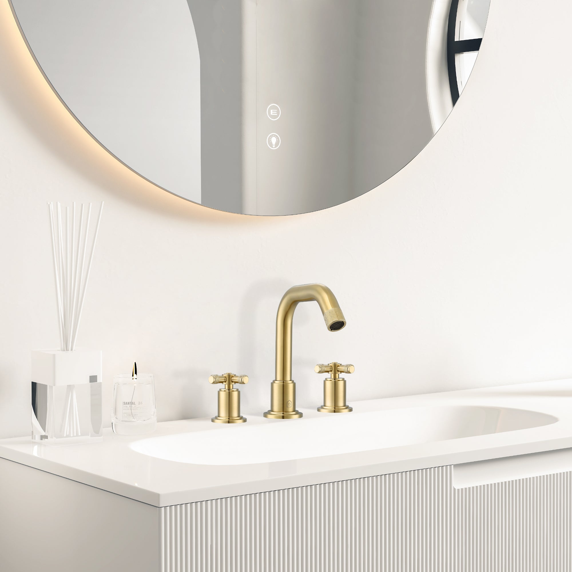 Ancona Widespread Bathroom Faucet with Cross Handle - 3 Hole Installation in Brushed Champagne Gold Finish - Perfect for Modern Bathroom Vanities and Powder Rooms