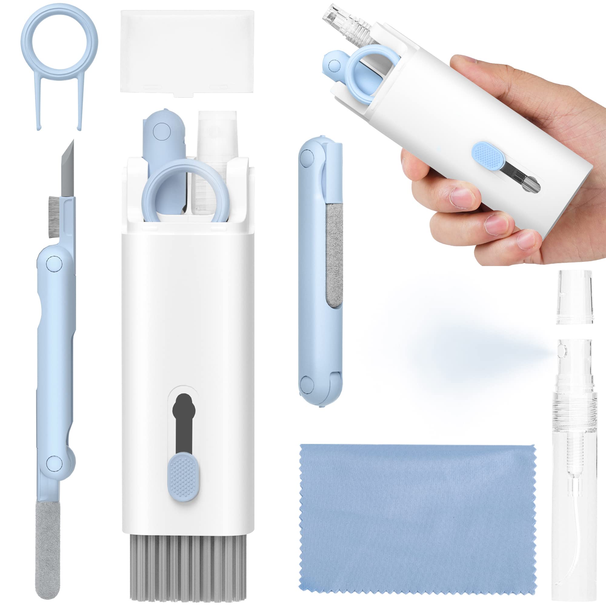 Premium Electronics Cleaning Kit for MacBook, iPad, iPhone & AirPods - Laptop Screen Cleaner, Keyboard & Earbud Cleaning Tools - Blue Computer Maintenance Set for Home & Office Use
