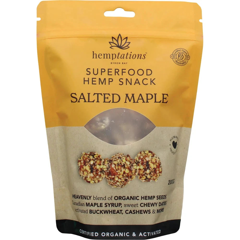2DIE4 LIVE FOODS Hemptations Salted Maple Hemp Seeds 200g - Organic, Vegan, Keto-Friendly Superfood for Smoothies, Salads & Baking