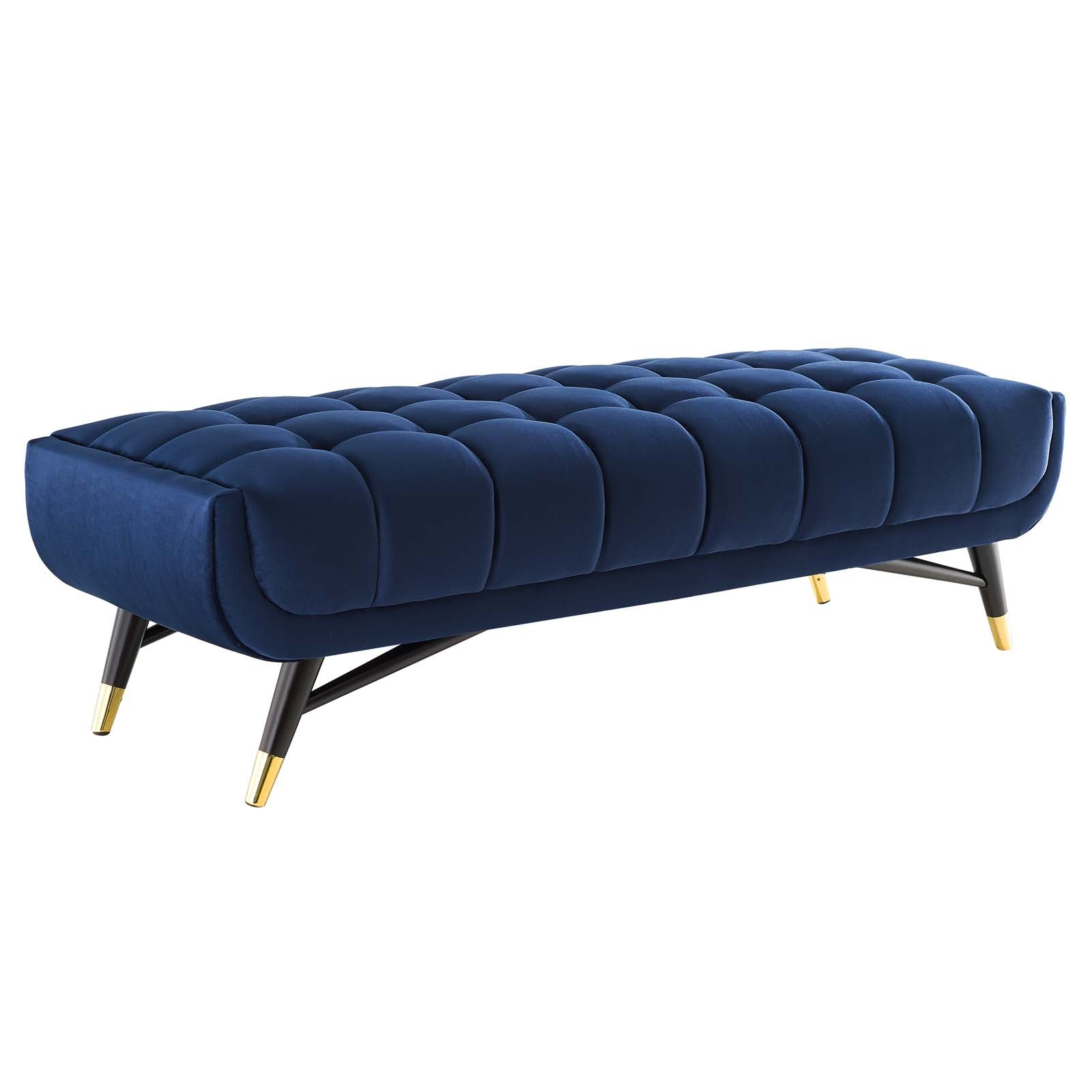 Adept 60 Performance Velvet Bench - Upholstered Storage Ottoman with Tufted Design, Perfect for Living Room, Bedroom or Entryway Seating