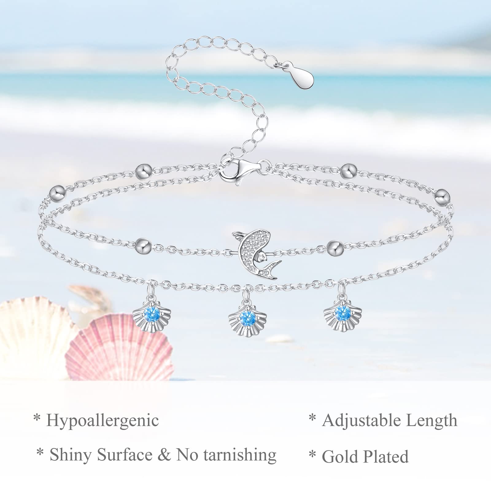 925 Sterling Silver Anklet Bracelet for Women - Butterfly Cross Evil Eye Ankle Chain Jewelry, Personalized Adjustable Anklet for Teen Girls, Perfect Birthday Gift for Wife, Girlfriend, Daughter - Ideal for Beach, Wedding & Everyday Wear
