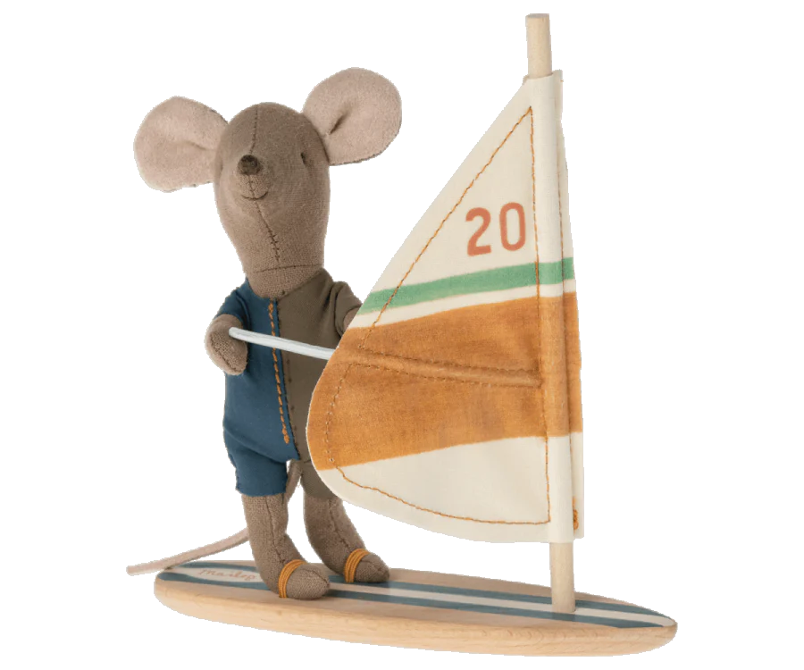 Maileg Beach Mice Little Brother Surfer - Adorable Miniature Mouse Doll for Kids' Pretend Play & Beach Themed Collections | Perfect for Storytelling, Nursery Decor, and Gift Giving