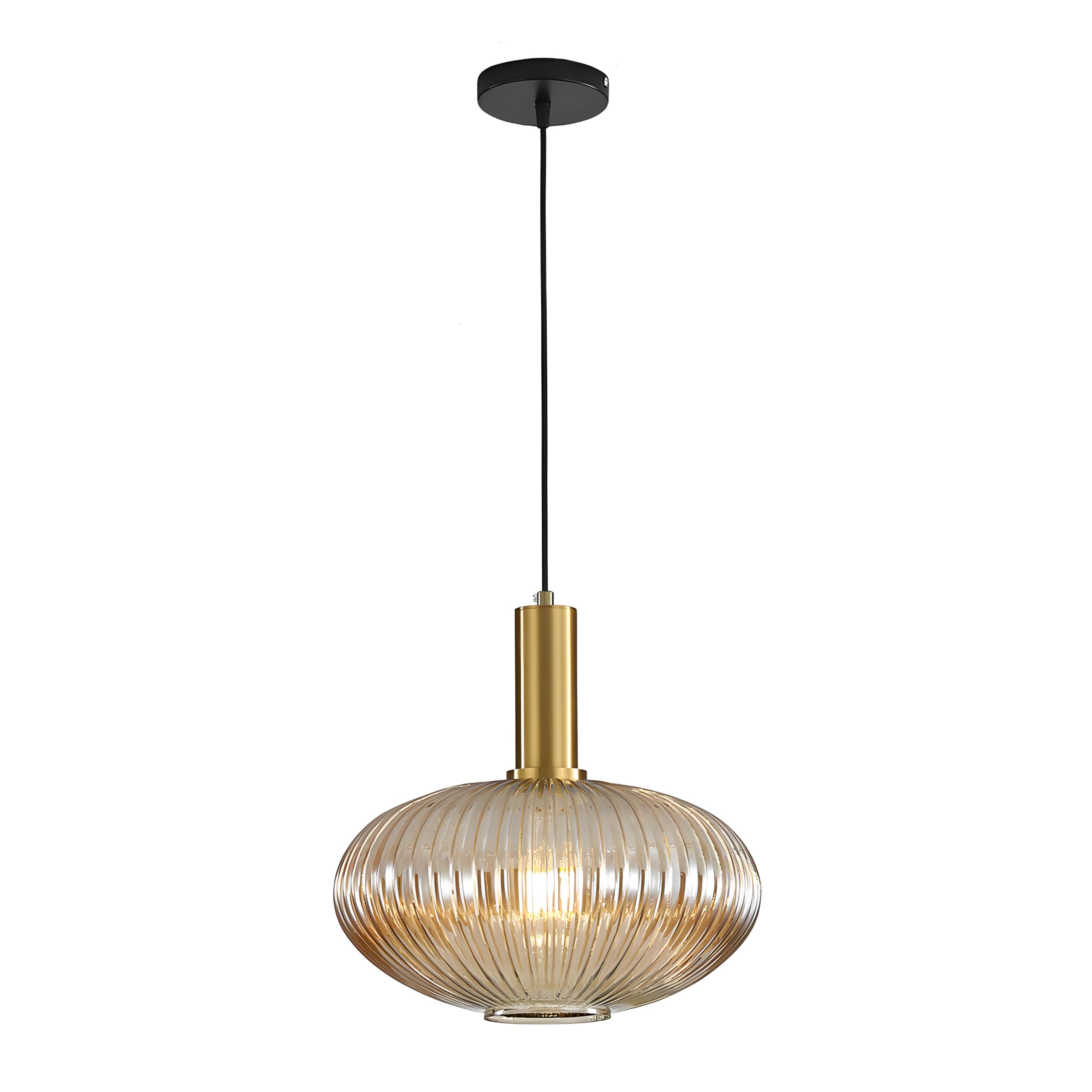 Modern Farmhouse Striped Glass Pendant Light - 11.81