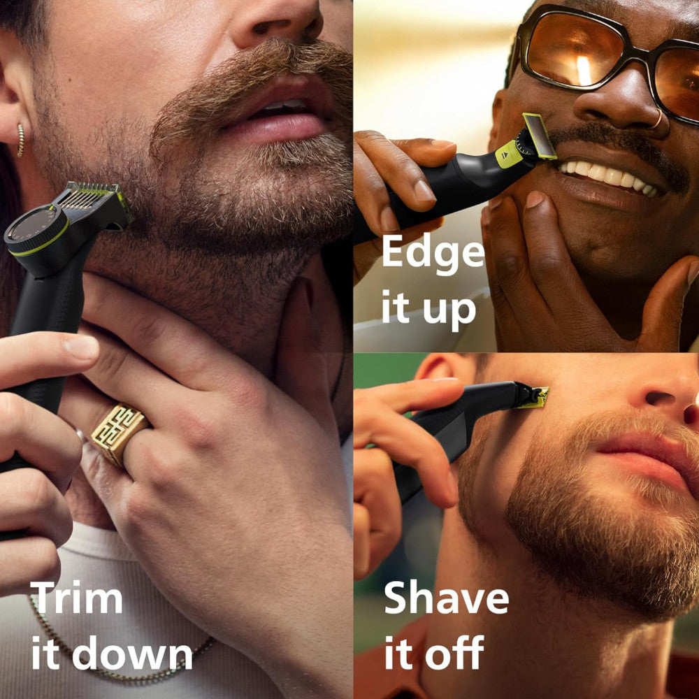 PHILIPS QP6541/16 OneBlade 360 Pro Electric Razor - Wet & Dry Trimmer for Beard, Mustache & Body Hair with 12 Adjustable Lengths - Perfect for Travel, Gym & Daily Grooming