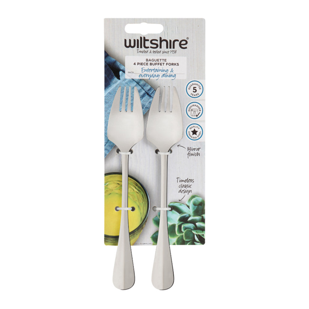 4-Piece Baguette Buffet Fork Set - Stainless Steel Bread Serving Forks - Perfect for Dinner Parties, Buffets, and French-Themed Events