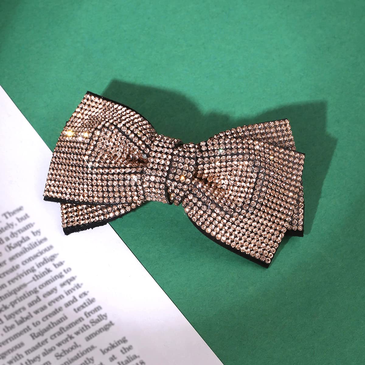 Yellow Crystal Bow Hair Clips for Women & Girls - Elegant French Barrette Hair Accessories with Chimes - Perfect for Parties, Weddings & Daily Wear - Great Gift Idea