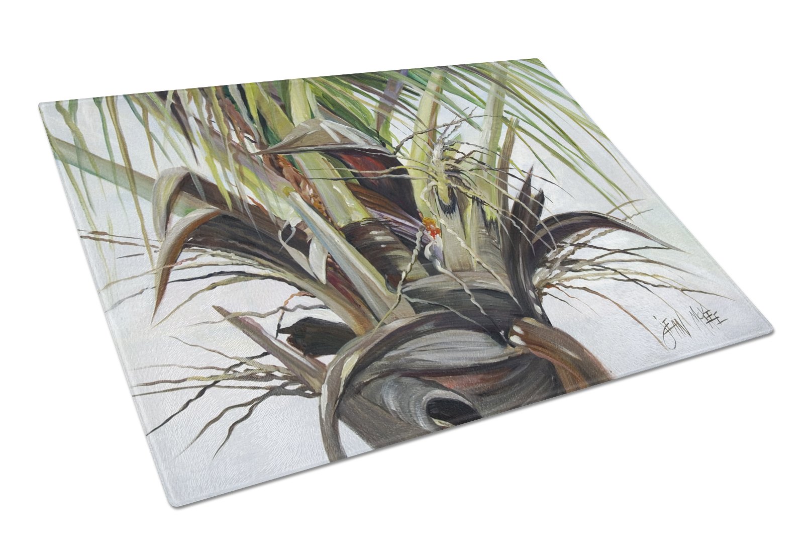 Top Palm Tree Glass Cutting Board - Large Decorative Tempered Glass Kitchen Chopping & Serving Board (15x12 Inch) - Perfect for Food Prep, Charcuterie Displays & Tropical Party Serving