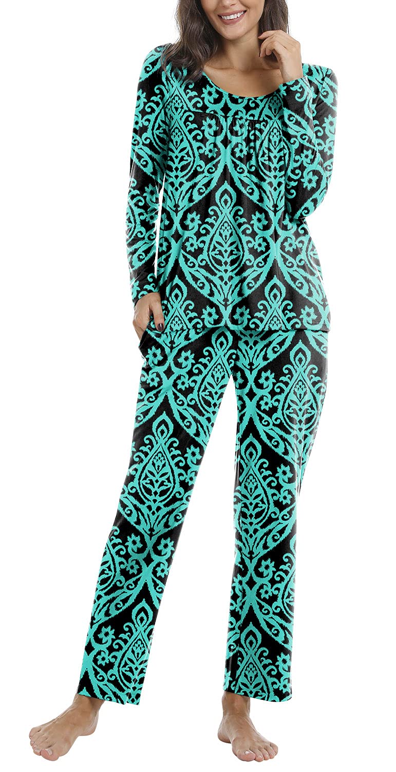 POPYOUNG 2-Piece Women's Fall Pajama Set - Cozy Lounge Sleepwear with Pockets | Soft Flannel PJs for Women | Perfect for Sleeping, Lounging & Relaxing at Home