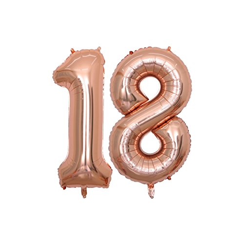 BALBALONAR 40 Inch Jumbo 18th Birthday Rose Gold Foil Balloons - Party Decorations for Birthdays, Anniversaries & Graduations - Perfect for Photo Backdrops, Ceiling Decor & Event Centerpieces