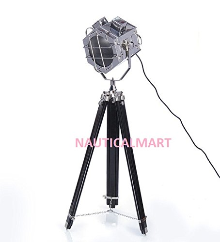 NauticalMart Modern Nickel Finish Adjustable Tripod Floor Lamp - Elegant Lighting for Living Room, Bedroom, or Office Decor